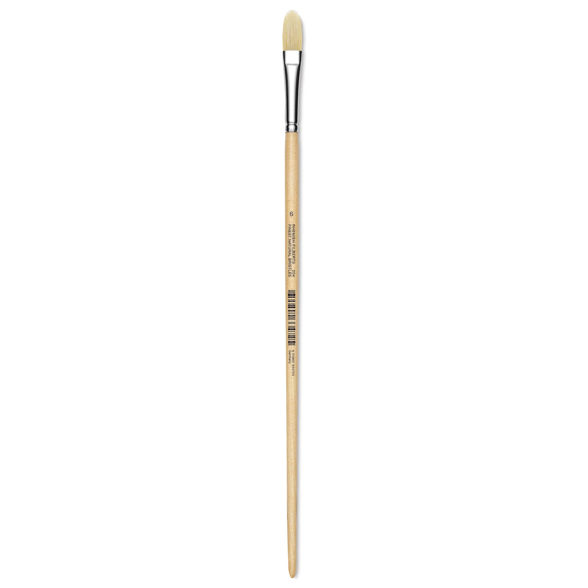 Utrecht Rhenish Pure Hog Bristle Brush - Filbert, Size 6, Long Handle