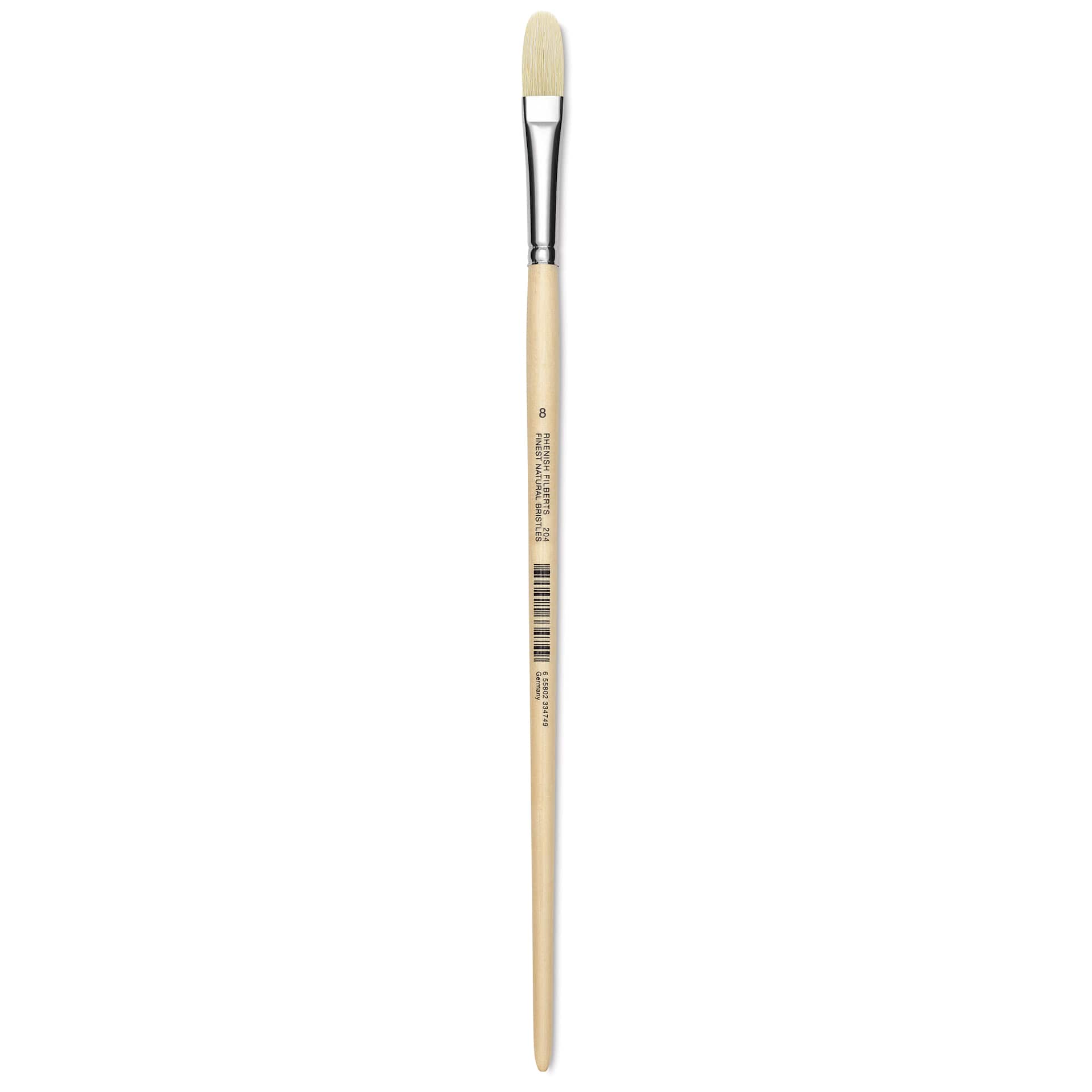 Utrecht Rhenish Pure Hog Bristle Brush - Filbert, Size 8, Long Handle
