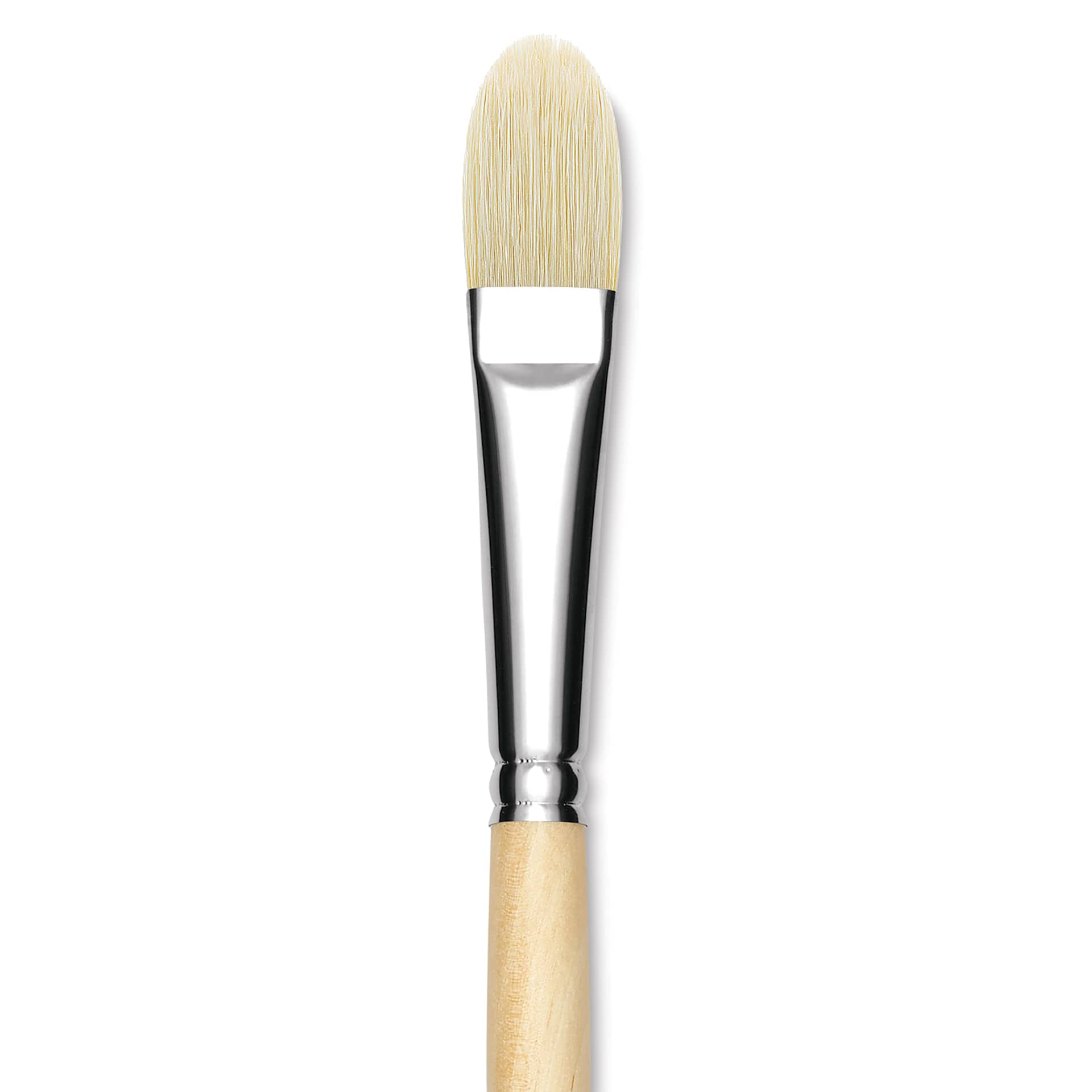 Utrecht Rhenish Pure Hog Bristle Brush - Filbert, Size 10, Long Handle, close up