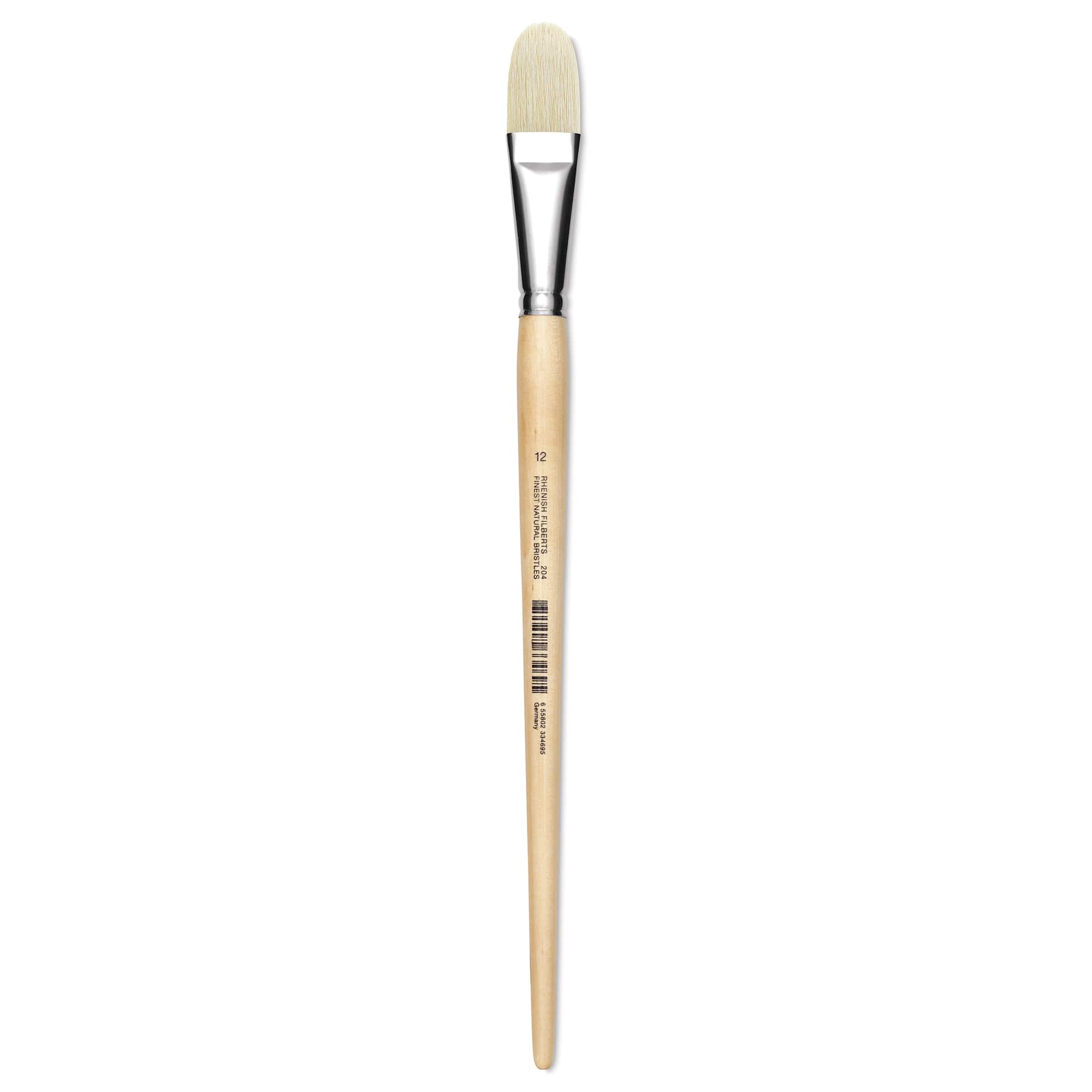 Utrecht Rhenish Pure Hog Bristle Brush - Filbert, Size 12, Long Handle
