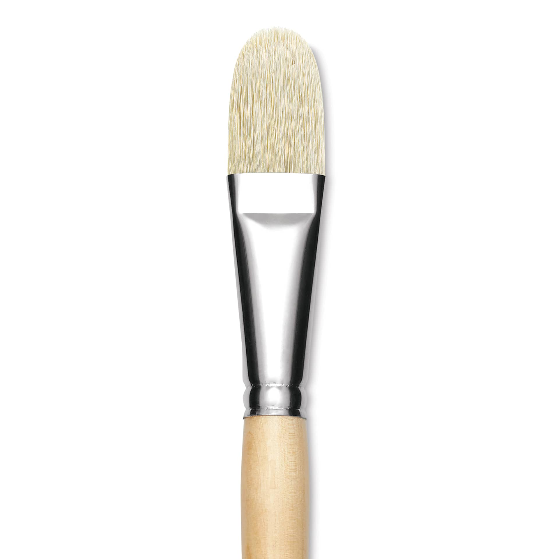 Utrecht Rhenish Pure Hog Bristle Brush - Filbert, Size 12, Long Handle, close up