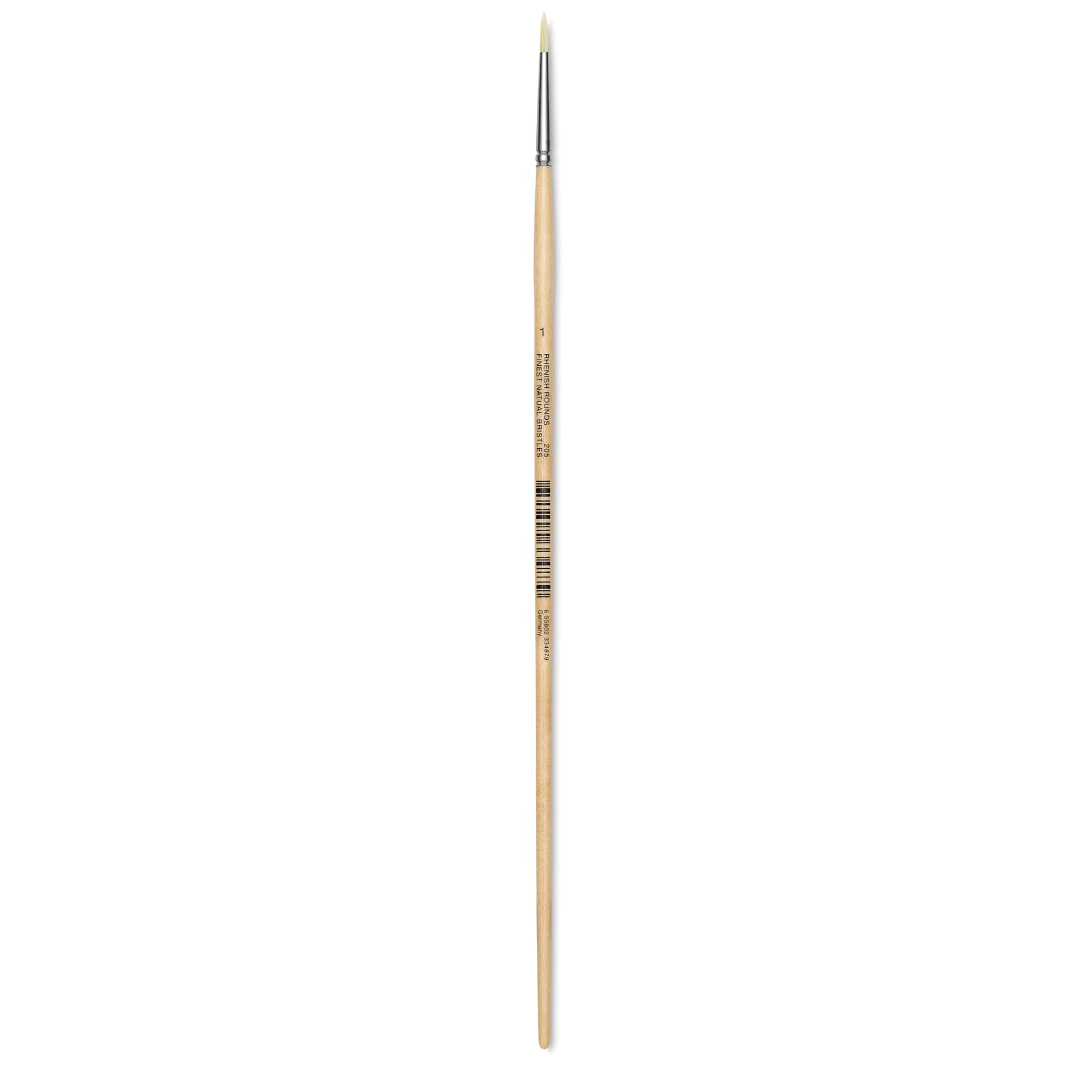 Utrecht Rhenish Pure Hog Bristle Brush - Round, Size 1, Long Handle