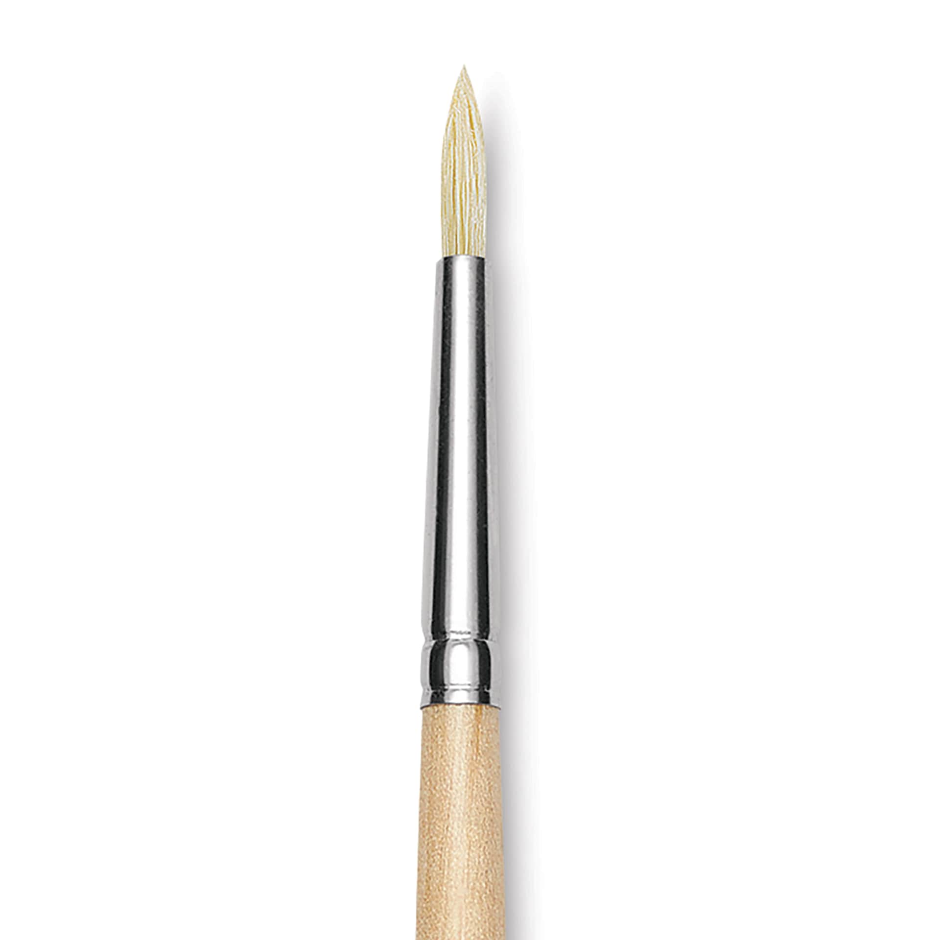 Utrecht Rhenish Pure Hog Bristle Brush - Round, Size 2, Long Handle