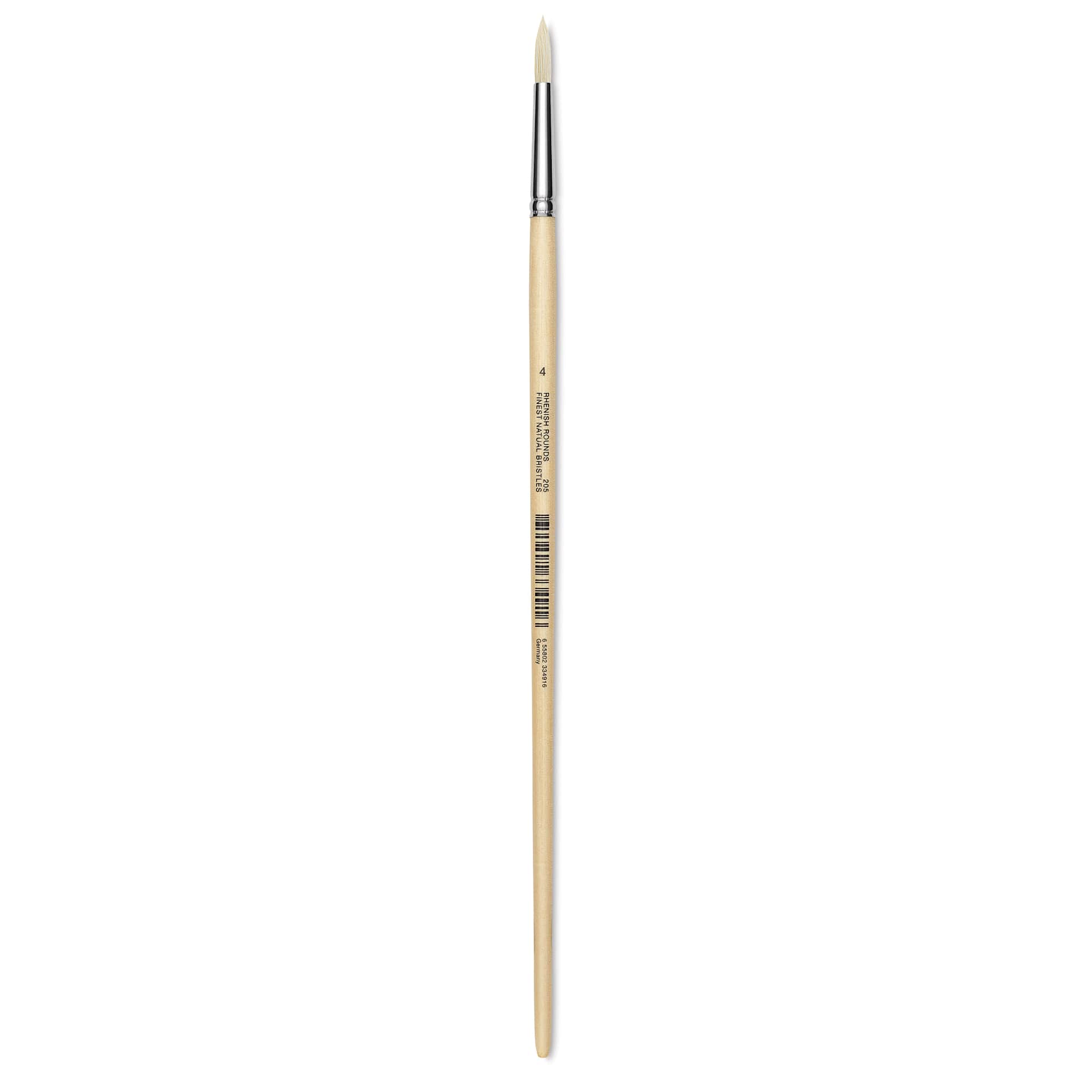 Utrecht Rhenish Pure Hog Bristle Brush - Round, Size 4, Long Handle