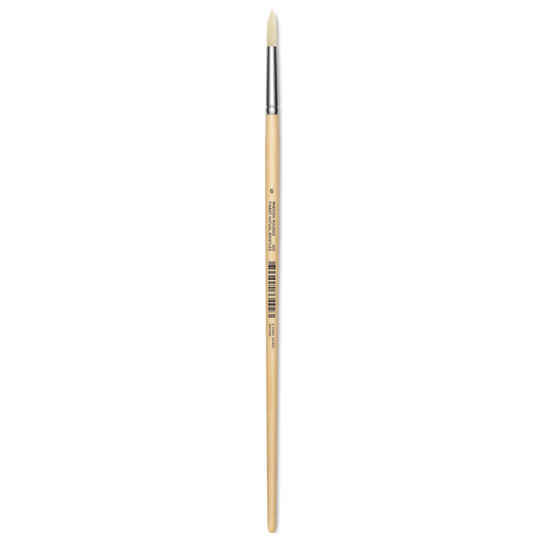 Utrecht Rhenish Pure Hog Bristle Brush - Round, Size 6, Long Handle