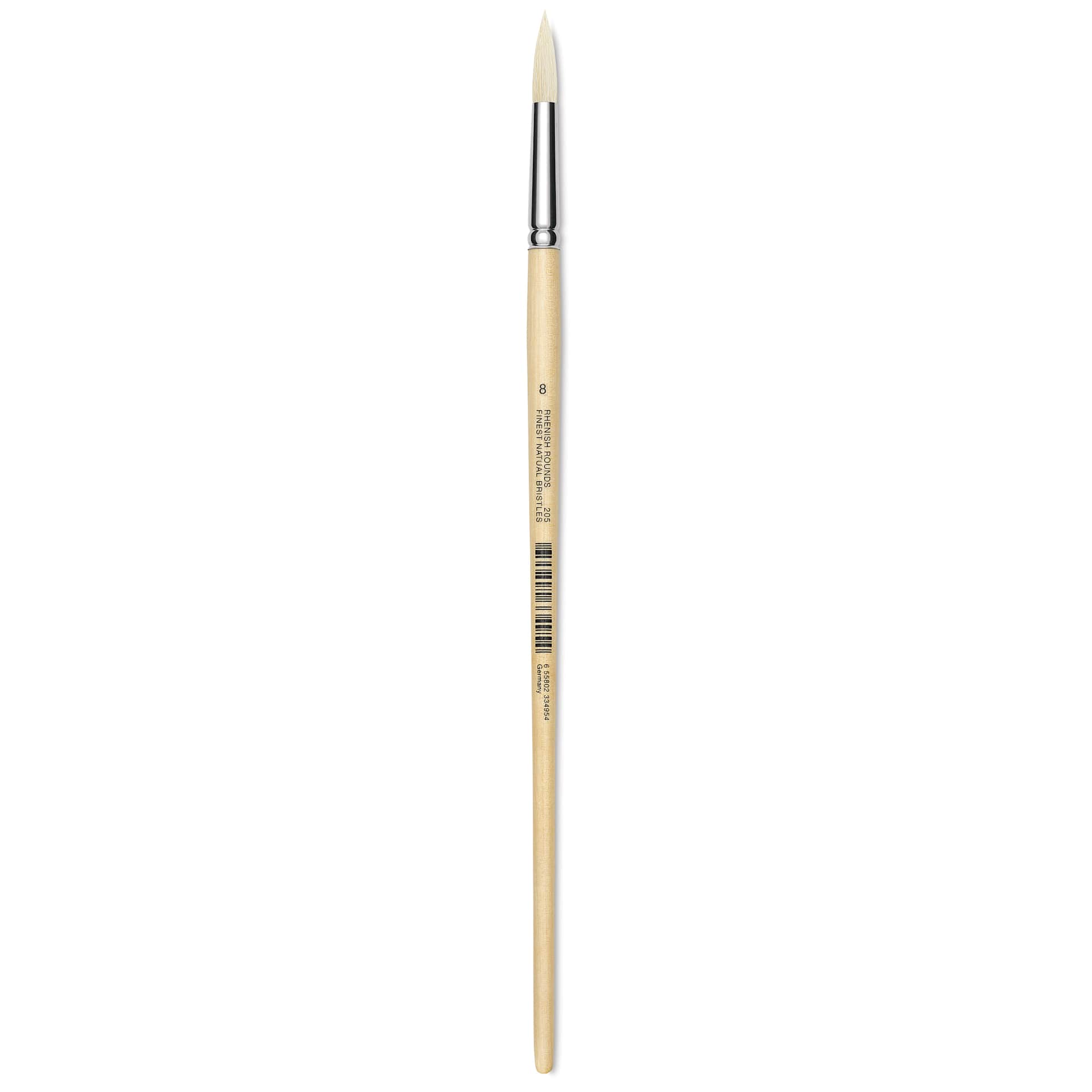Utrecht Rhenish Pure Hog Bristle Brush - Round, Size 8, Long Handle