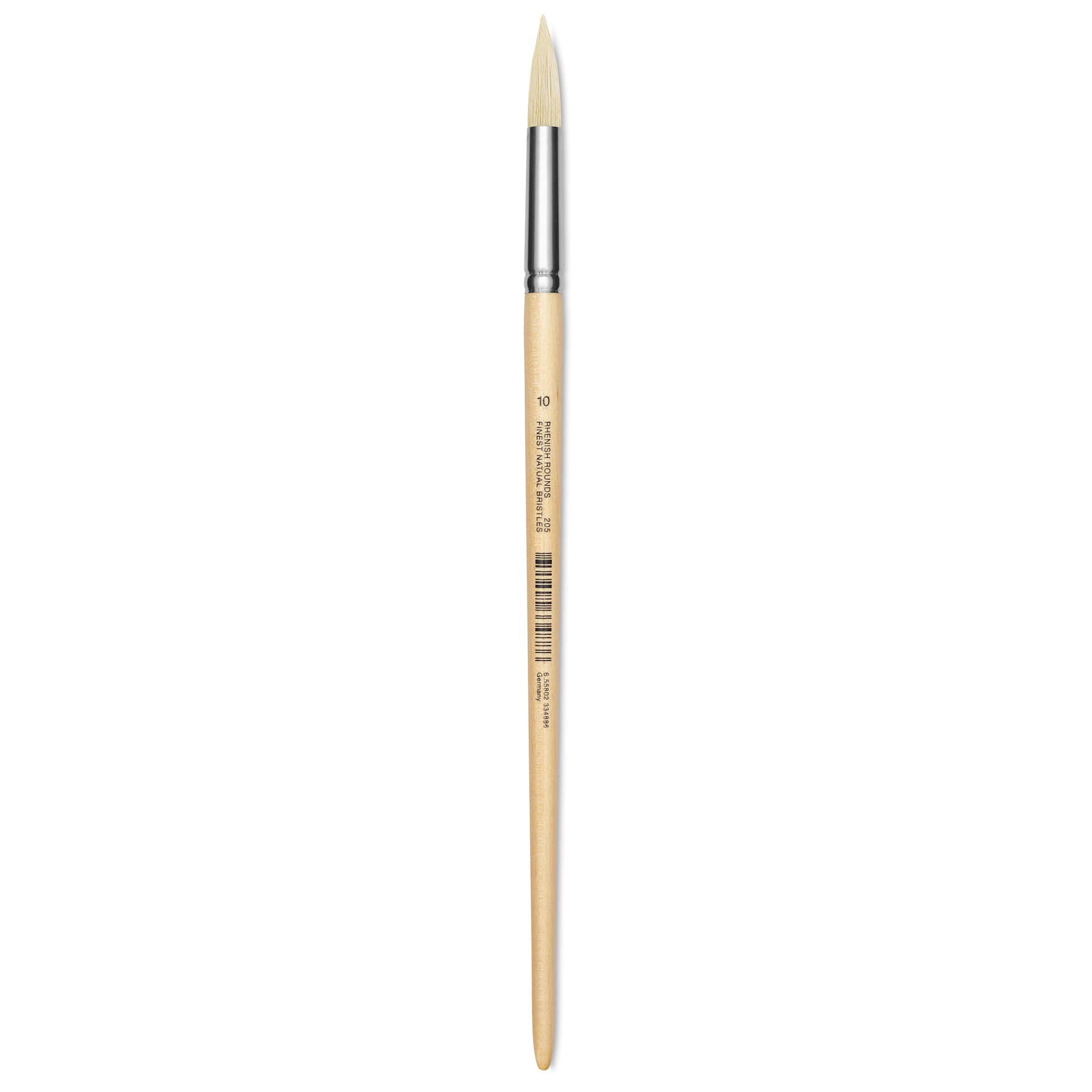 Utrecht Rhenish Pure Hog Bristle Brush - Round, Size 10, Long Handle