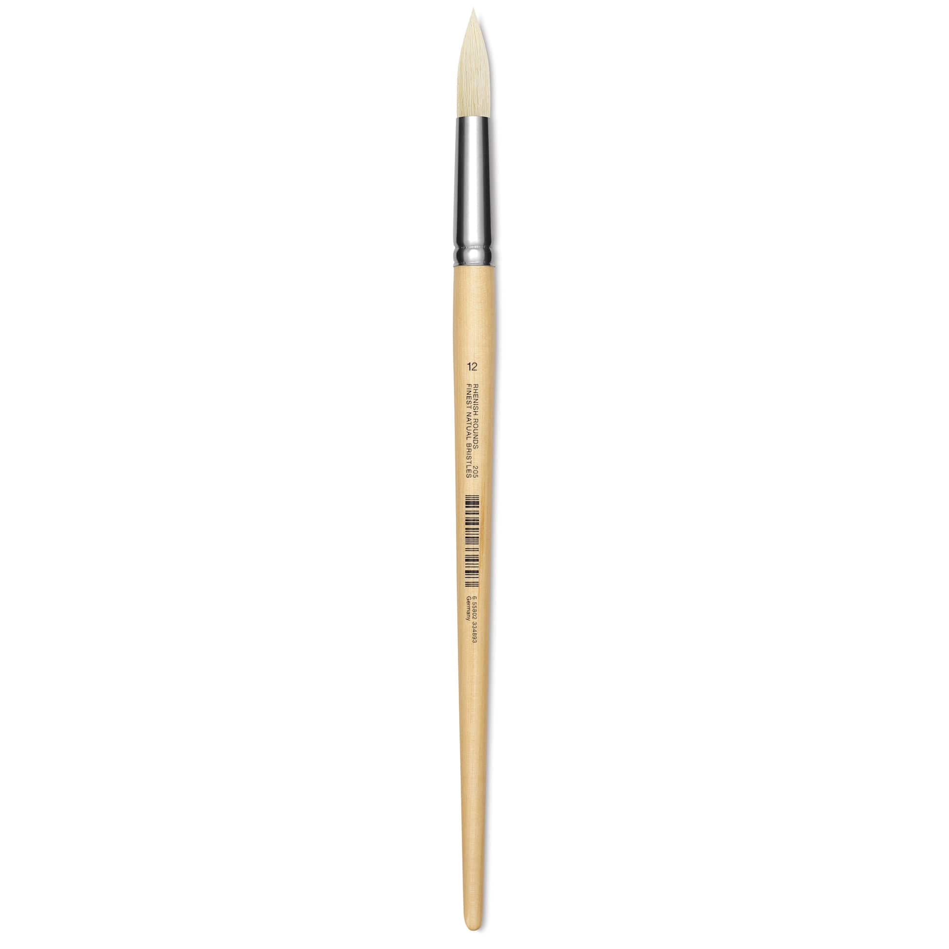 Utrecht Rhenish Pure Hog Bristle Brush - Round, Size 12, Long Handle
