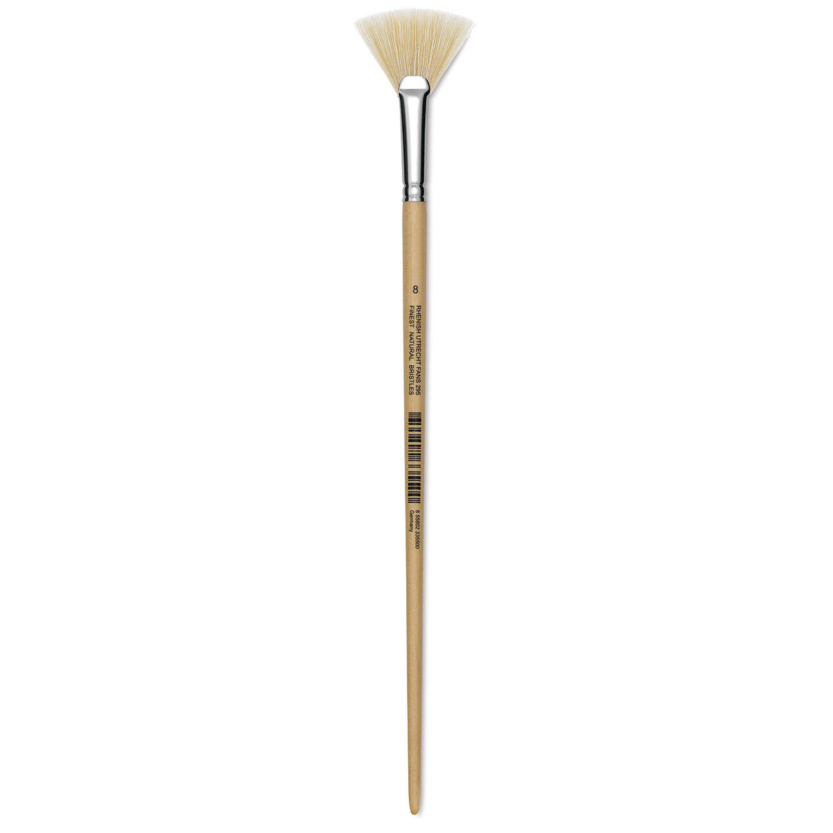 Utrecht Rhenish Pure Hog Bristle Brush - Fan, Size 8, Long Handle (full length)