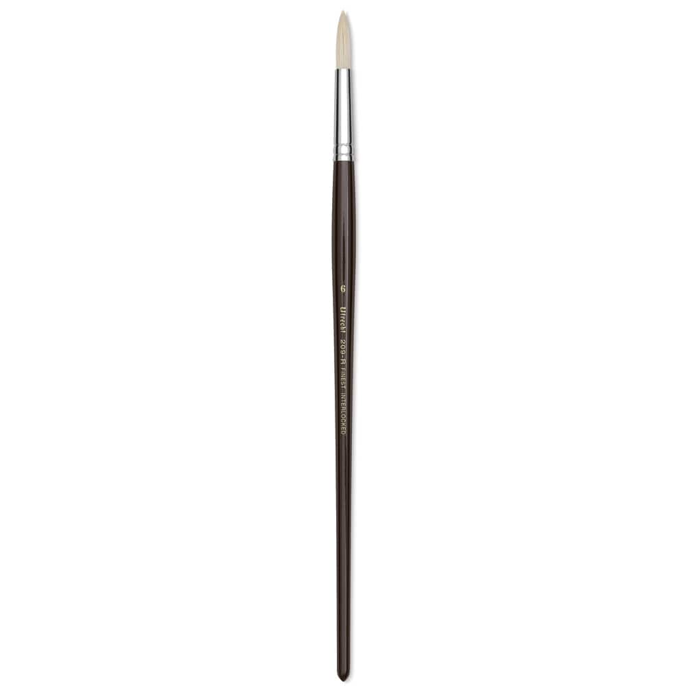 Utrecht Natural Chungking Pure Bristle Brush - Round, Size 6, Long Handle