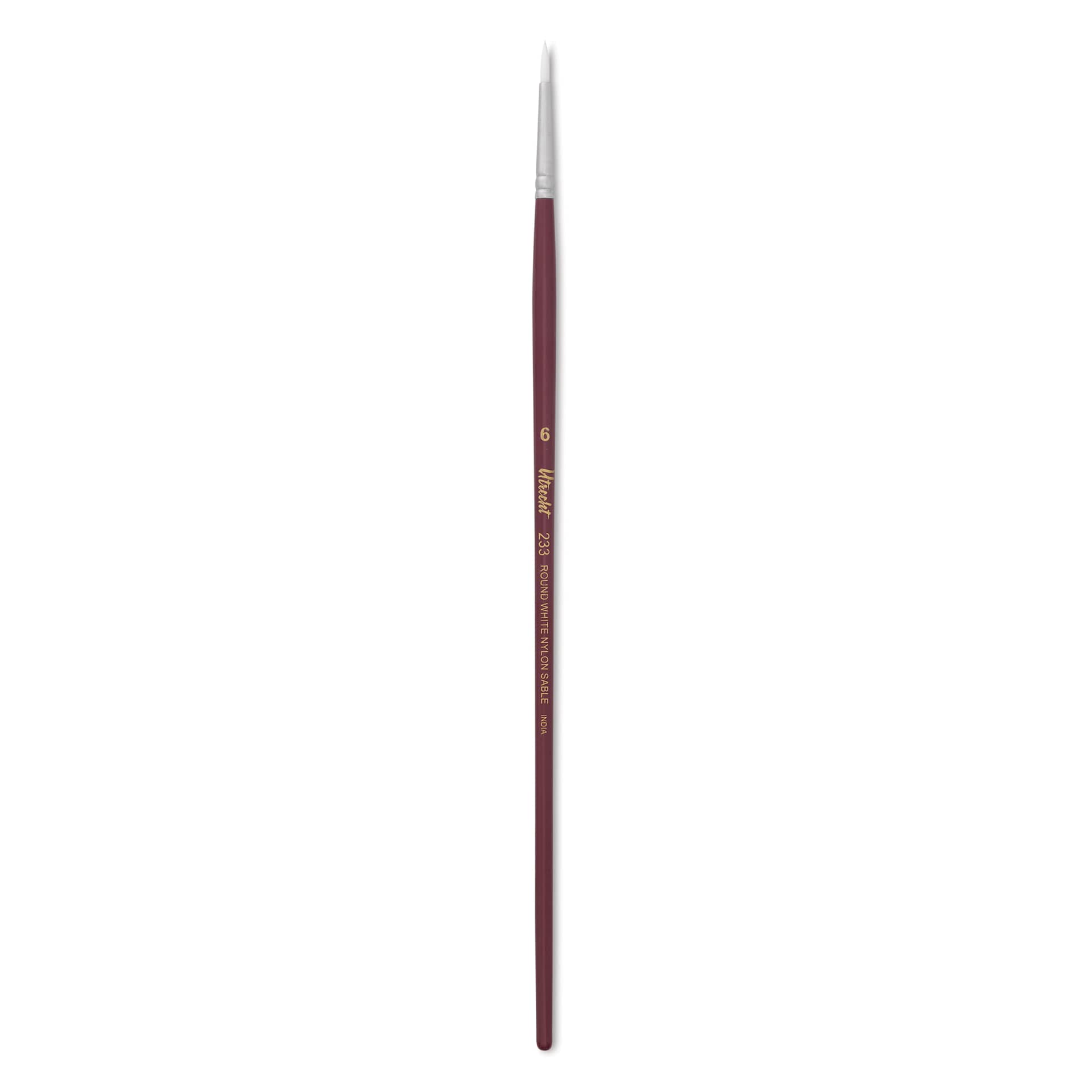 Utrecht Series 233 White Nylon Sable Round Brush - Size 6, Long Handle