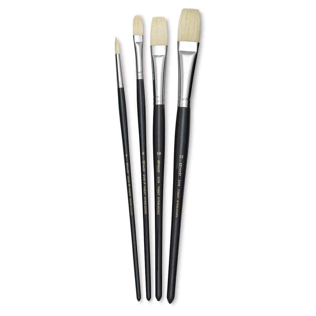 Utrecht Natural Chungking Pure Bristle Brush - Set of 4, Long Handle
