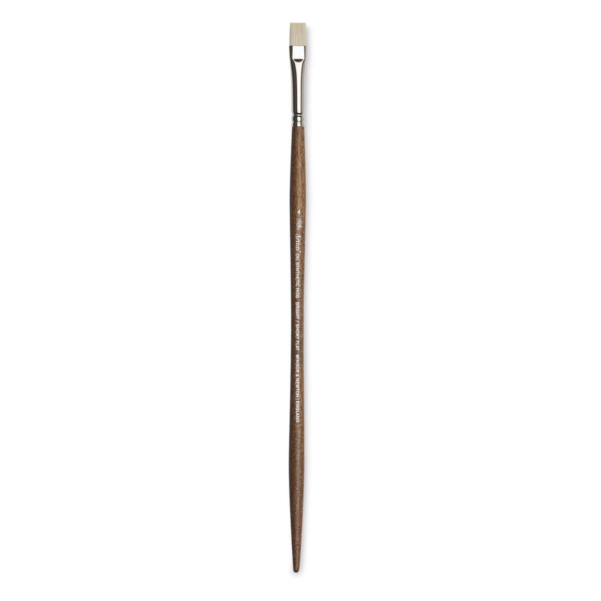 Winsor & Newton Artists' Oil Synthetic Hog Brush - Bright, Size 4, Long Handle (full-length)