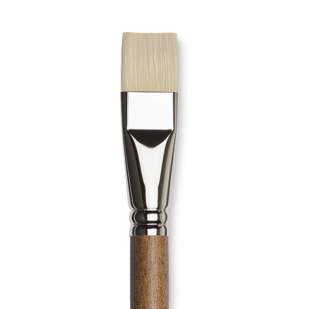 Winsor & Newton Artists' Oil Synthetic Hog Brush - Bright, Size 12, Long Handle (close-up)