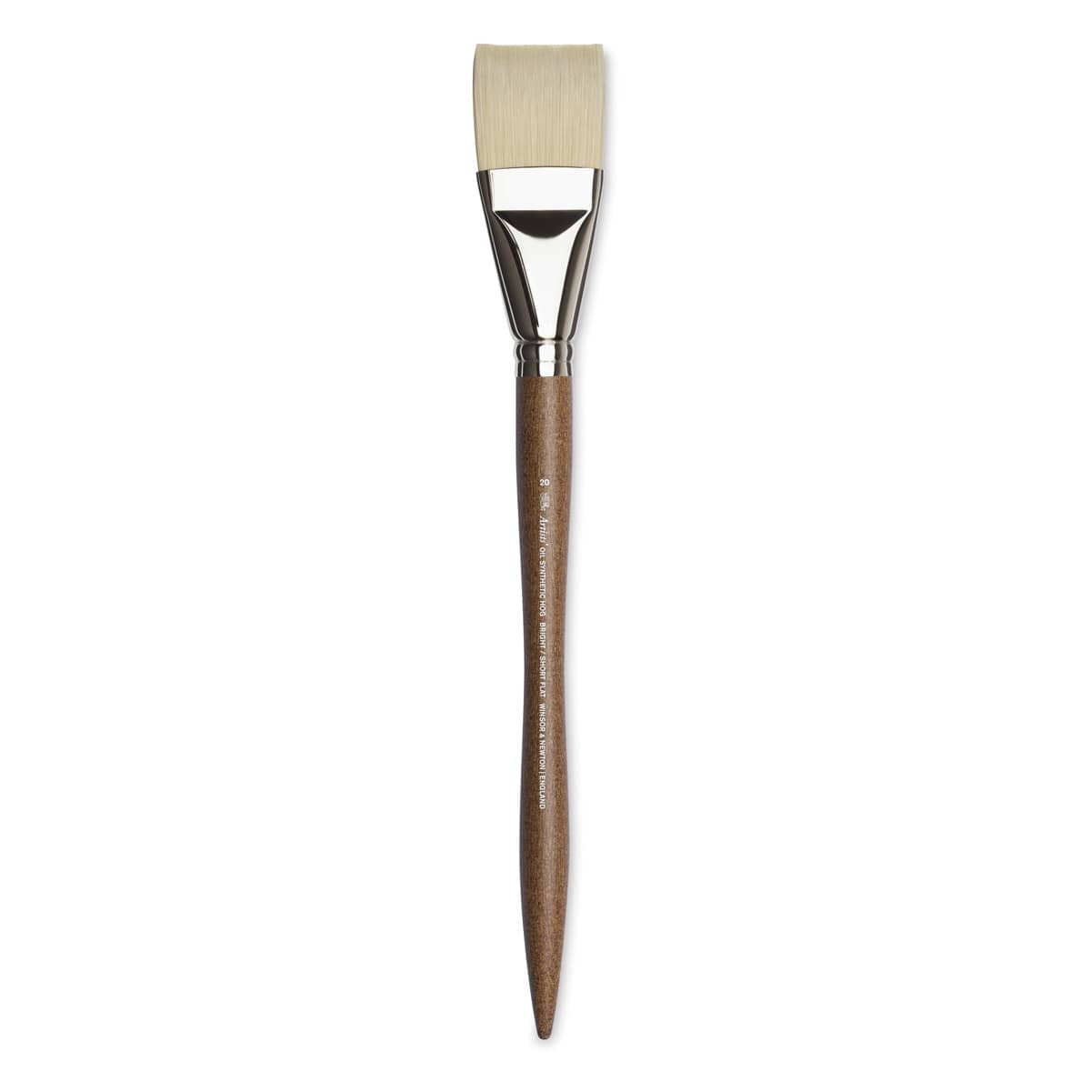 Winsor & Newton Artists' Oil Synthetic Hog Brush - Bright, Size 20, Long Handle (full length)