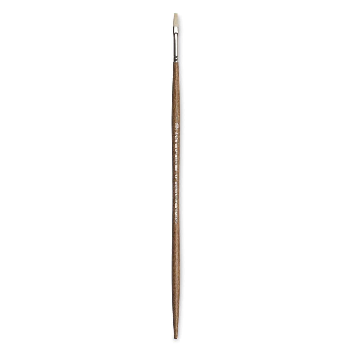 Winsor & Newton Artists' Oil Synthetic Hog Brush - Flat, Size 1, Long Handle (full length)