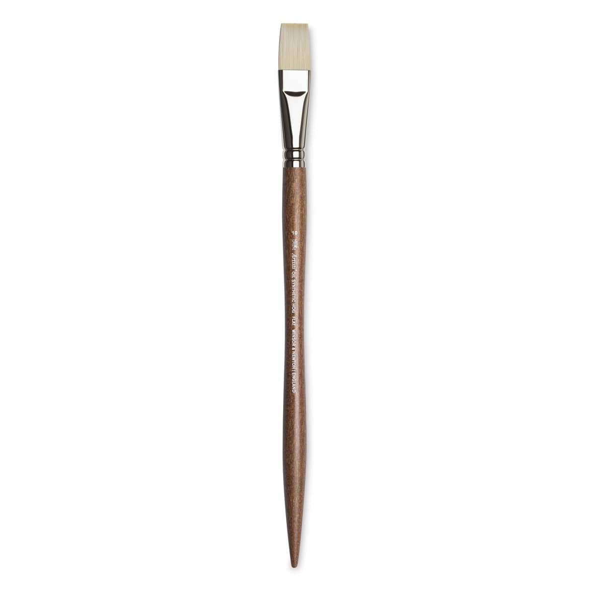 Winsor & Newton Artists' Oil Synthetic Hog Brush - Flat, Size 10, Long Handle (full length)