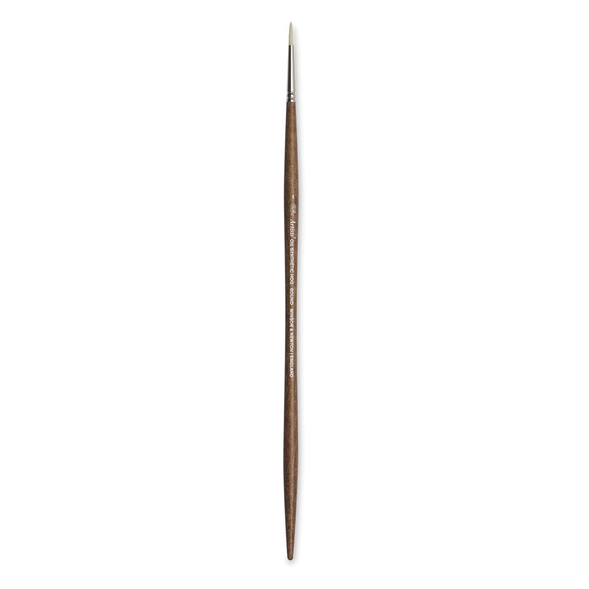 Winsor & Newton Artists' Oil Synthetic Hog Brush - Round, Size 1, Long Handle (full length)