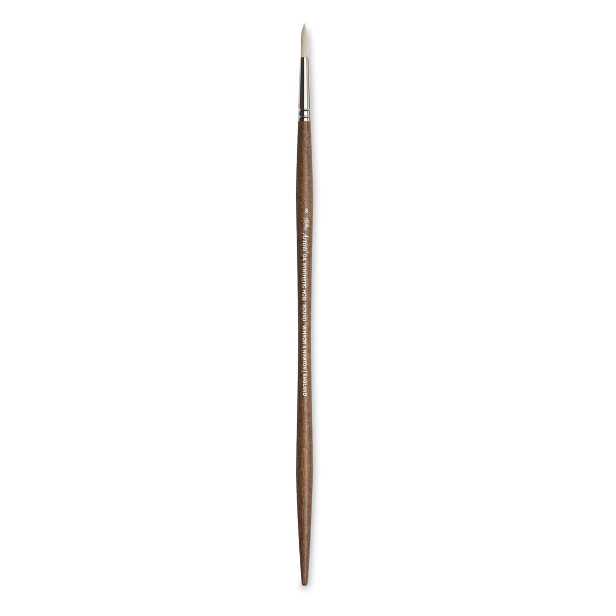 Winsor & Newton Artists' Oil Synthetic Hog Brush - Round, Size 3, Long Handle (full length)