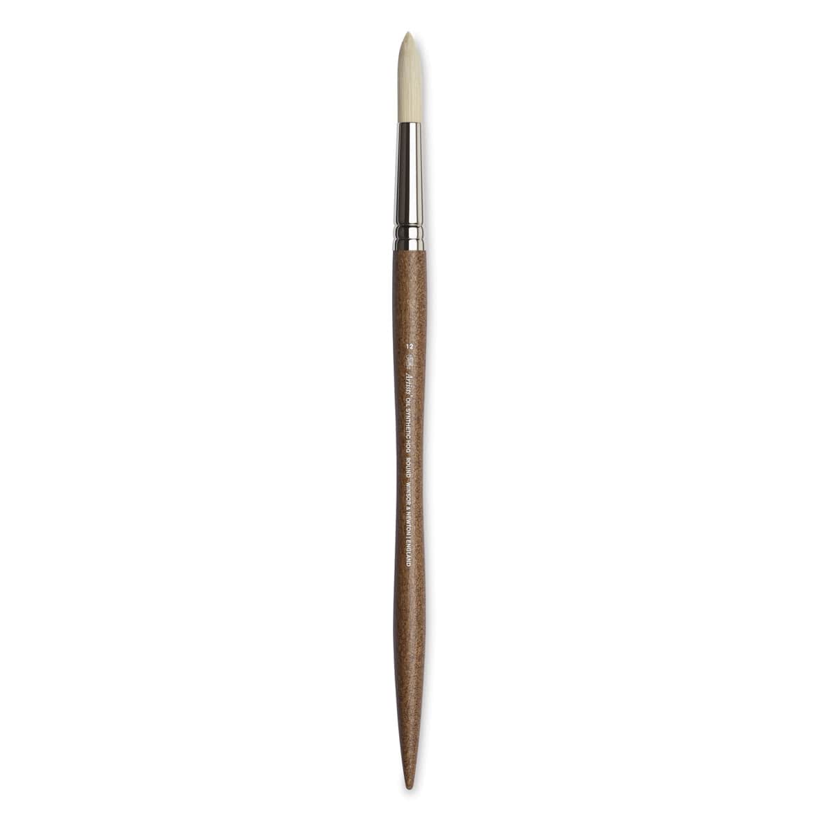 Winsor & Newton Artists' Oil Synthetic Hog Brush - Round, Size 12, Long Handle (full length)