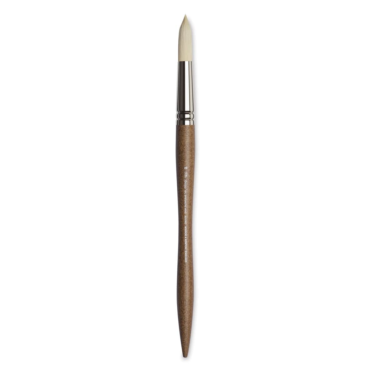 Winsor & Newton Artists' Oil Synthetic Hog Brush - Round, Size 20, Long Handle (full length)