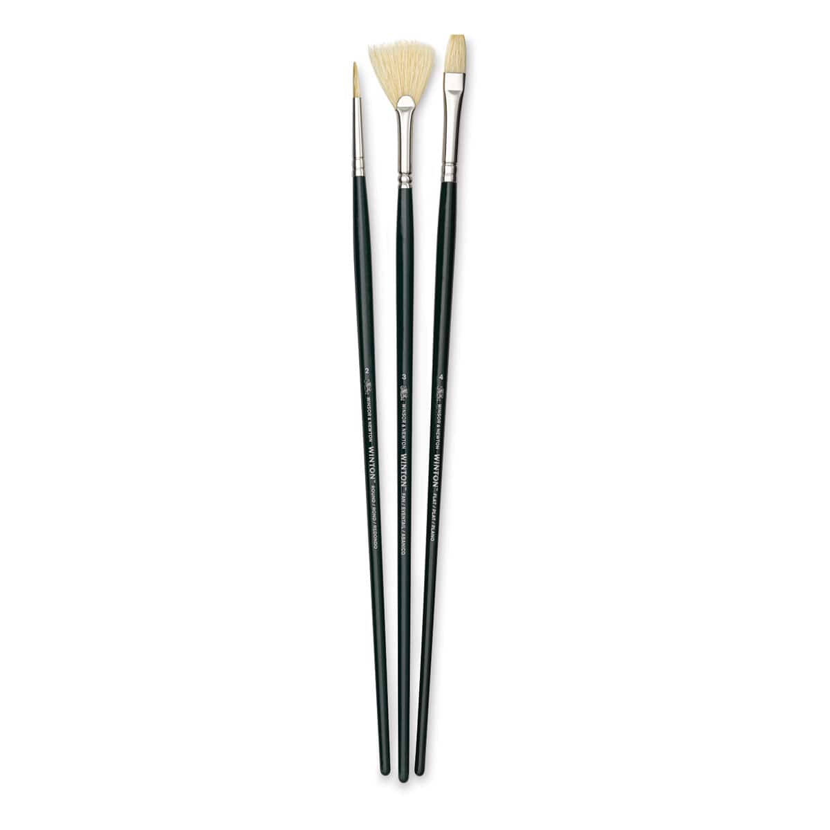 Winsor & Newton Winton Hog Bristle Brushes - Assorted, Pkg of 3
