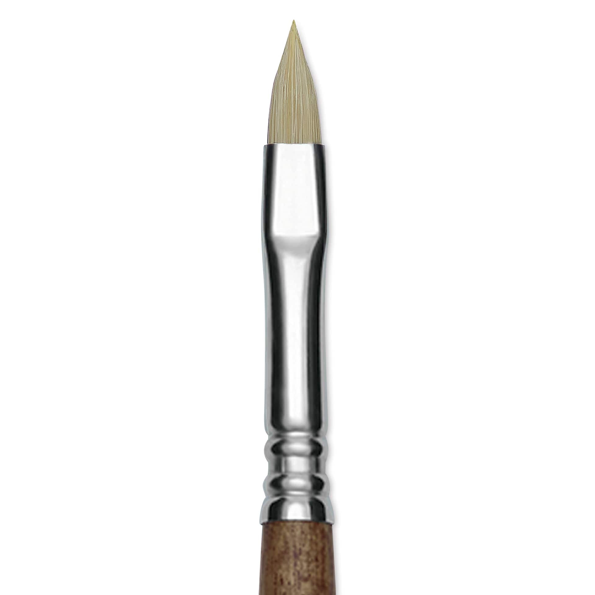 Escoda Futura Synthetic Bristle Brush - Series 5410, Short Filbert, Size 6, Long Handle, close-up