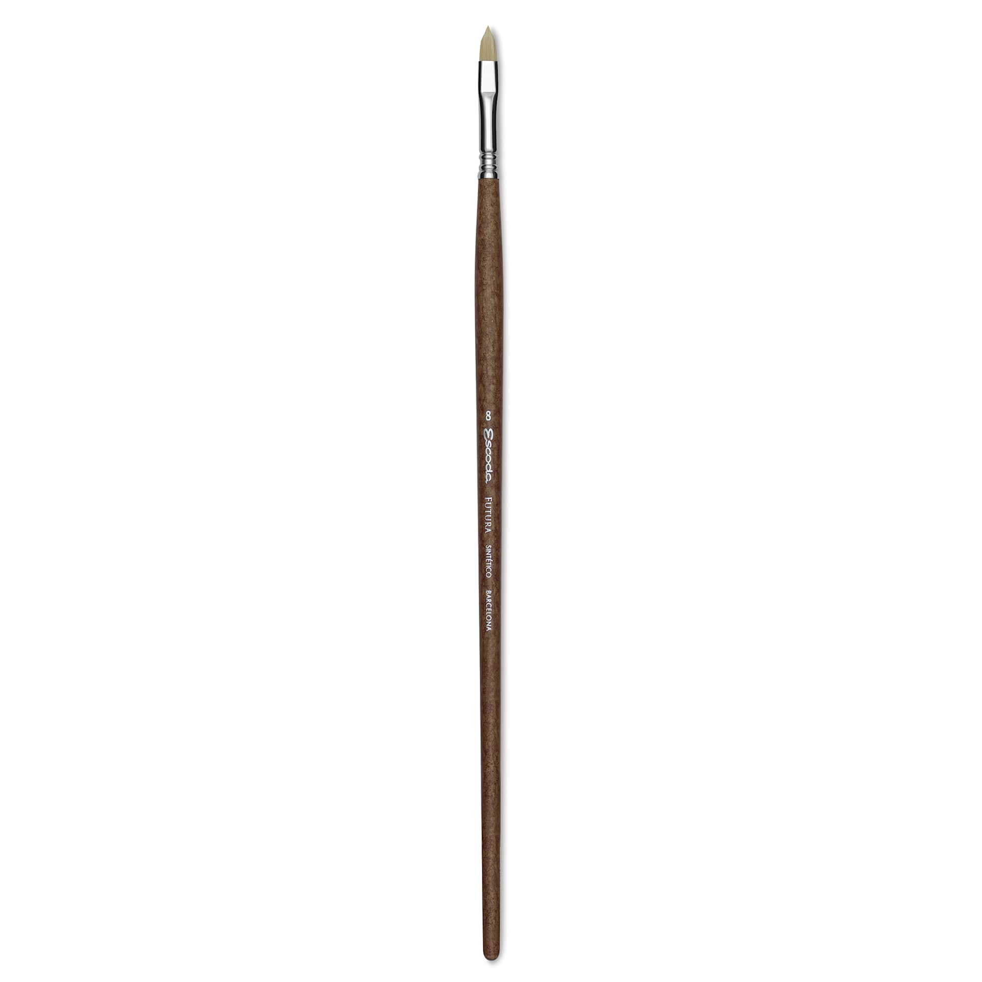 Escoda Futura Synthetic Bristle Brush - Series 5410, Short Filbert, Size 8, Long Handle