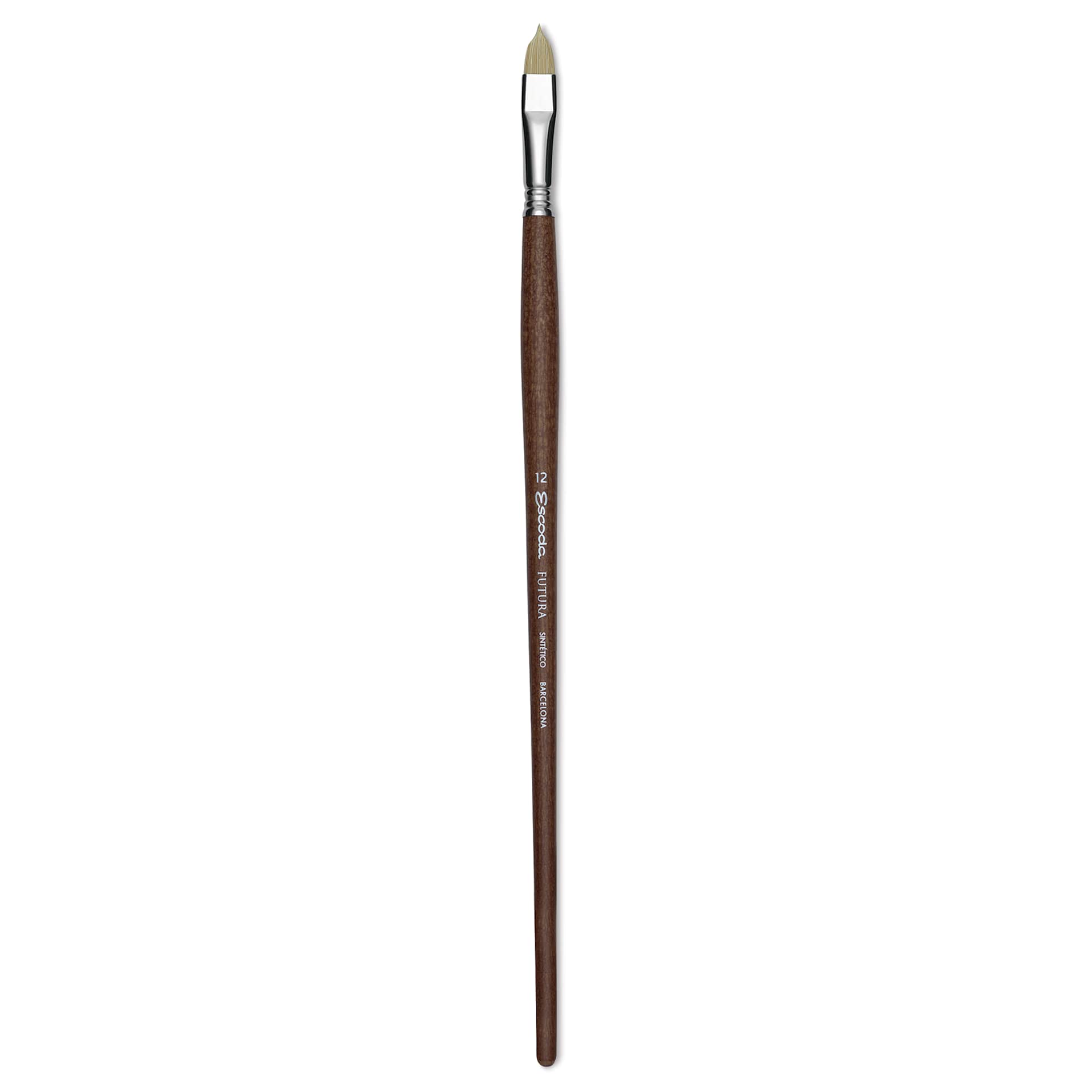 Escoda Futura Synthetic Bristle Brush - Series 5410, Short Filbert, Size 12, Long Handle