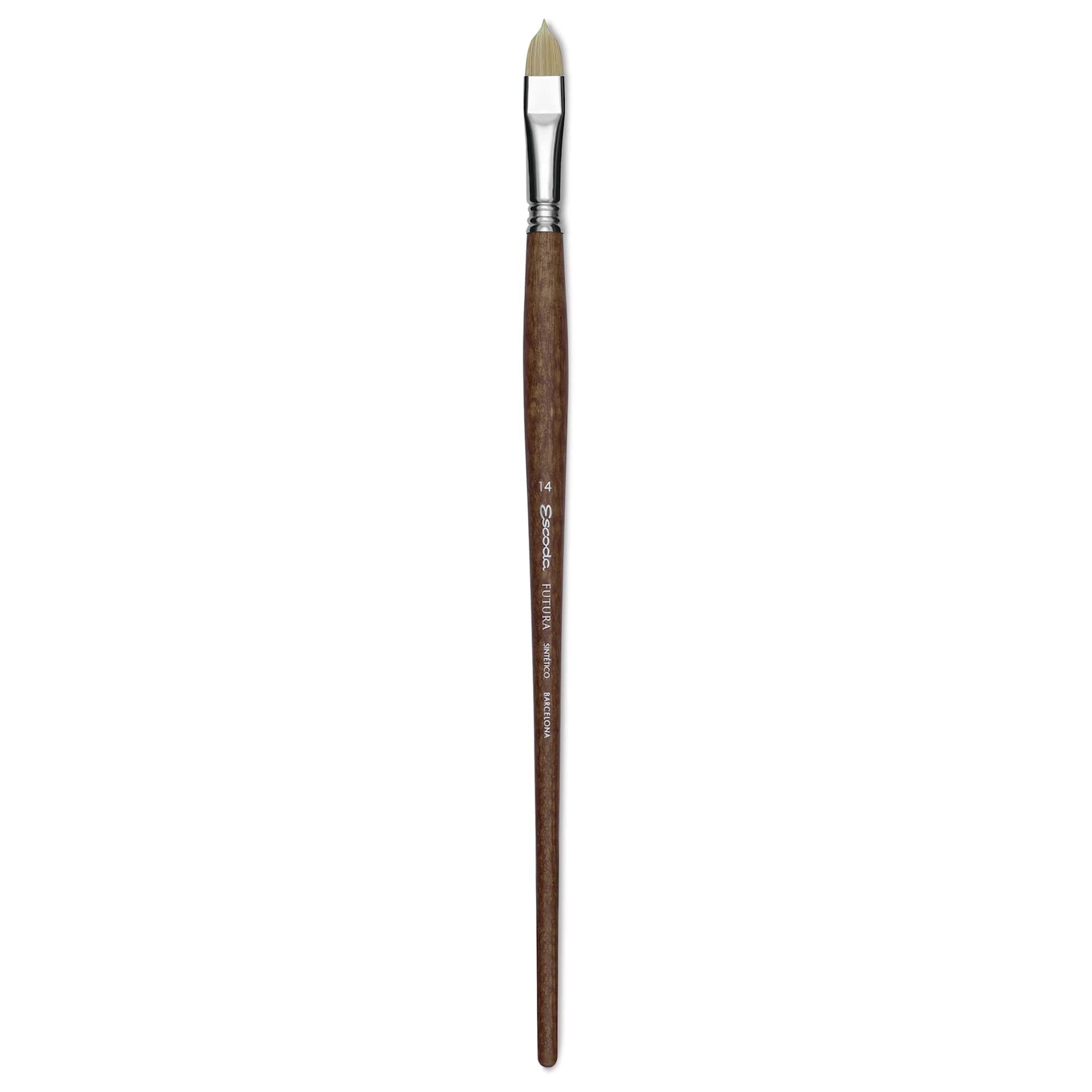 Escoda Futura Synthetic Bristle Brush - Series 5410, Short Filbert, Size 14, Long Handle