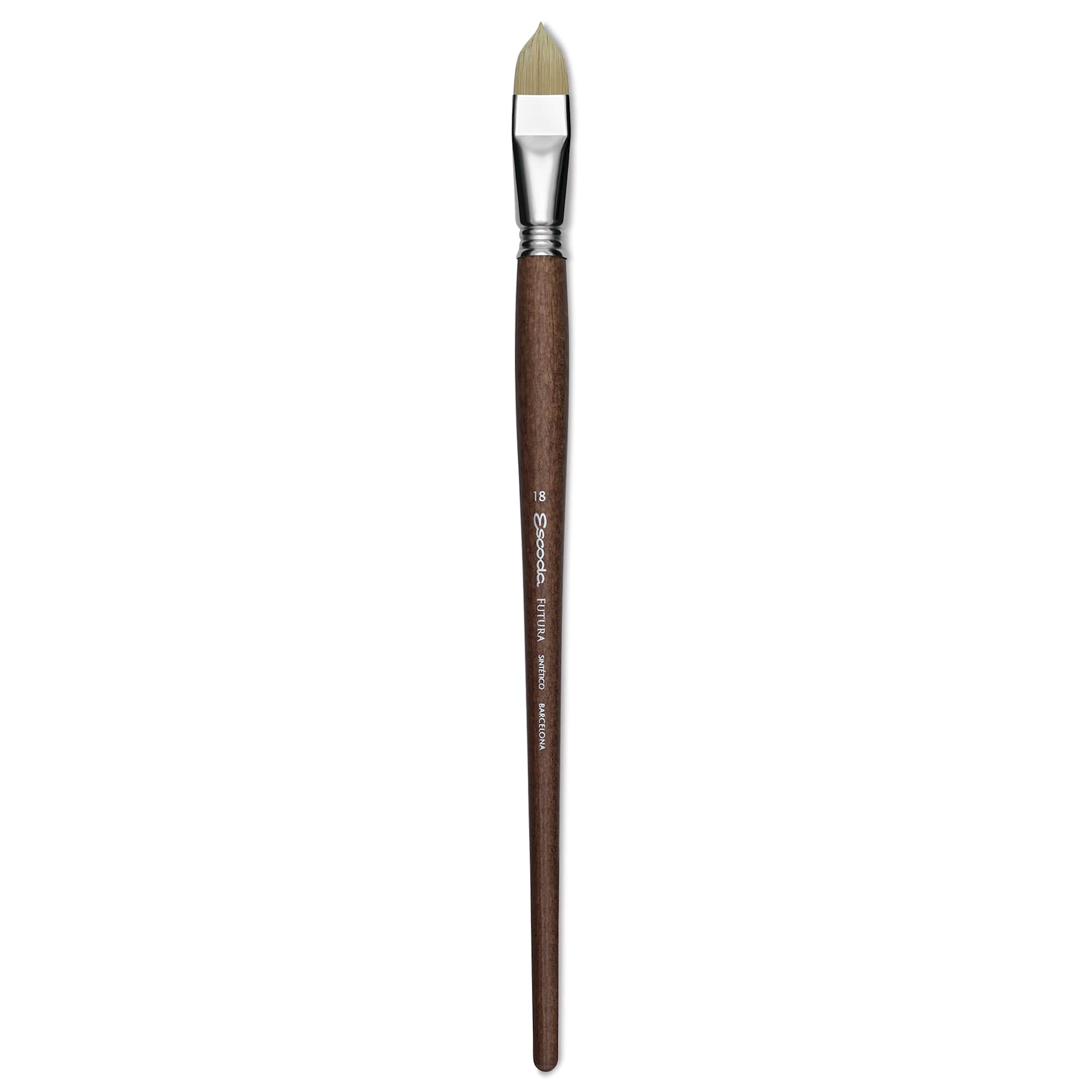 Escoda Futura Synthetic Bristle Brush - Series 5410, Short Filbert, Size 18, Long Handle
