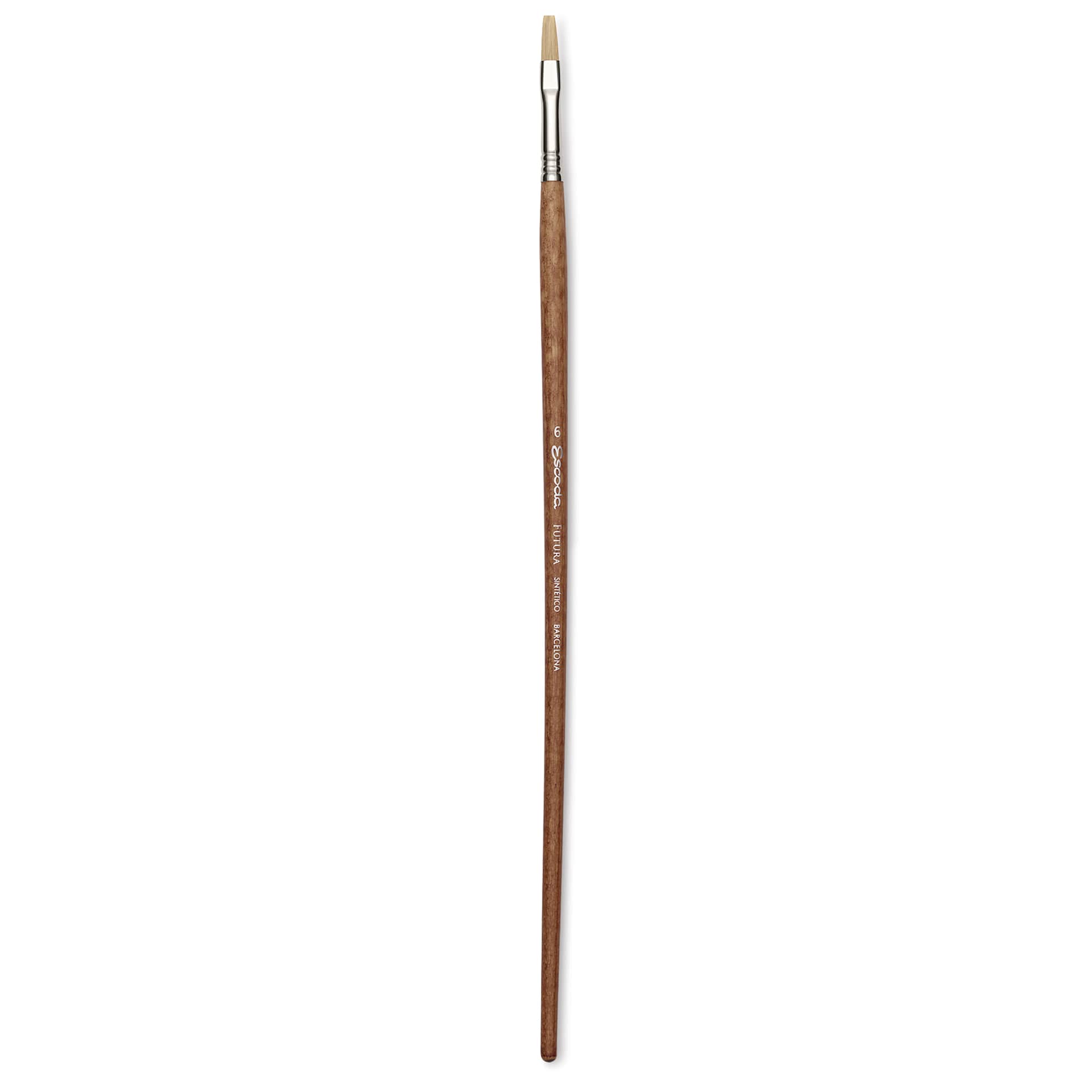 Escoda Futura Synthetic Bristle Brush - Series 5424, Flat, Size 6, Long Handle