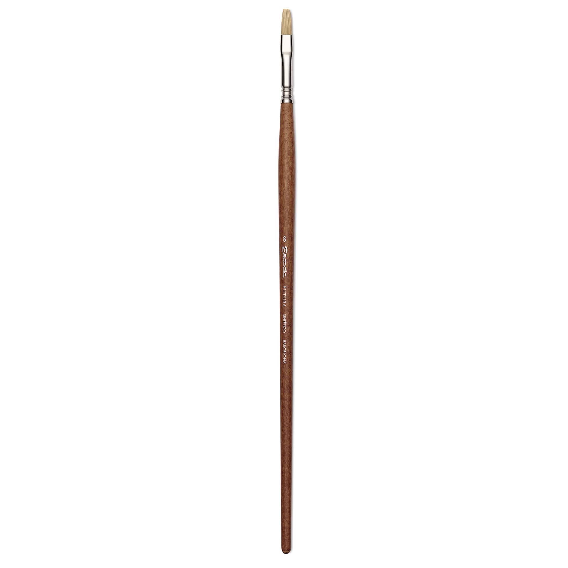 Escoda Futura Synthetic Bristle Brush - Series 5424, Flat, Size 8, Long Handle