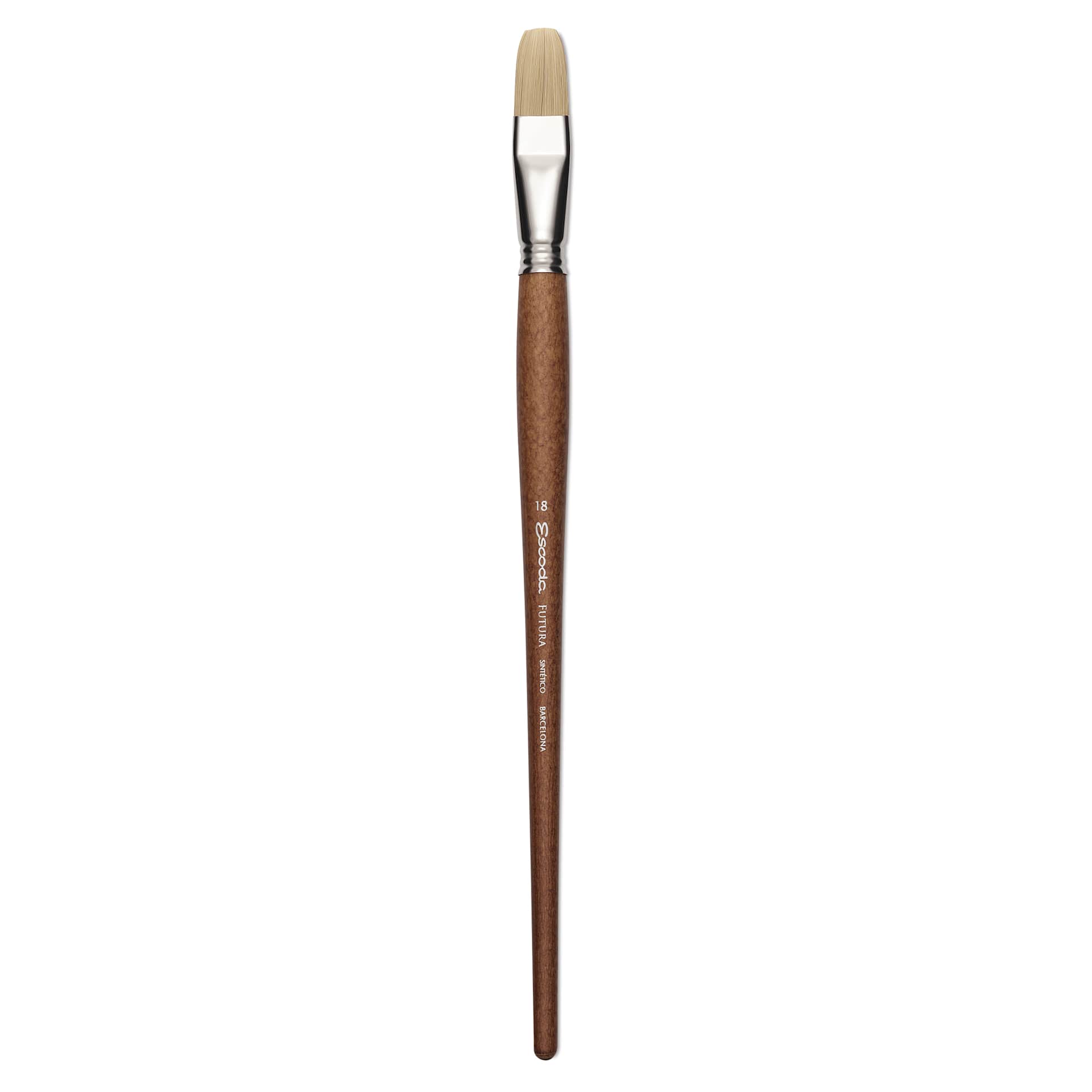 Escoda Futura Synthetic Bristle Brush - Series 5424, Flat, Size 18, Long Handle