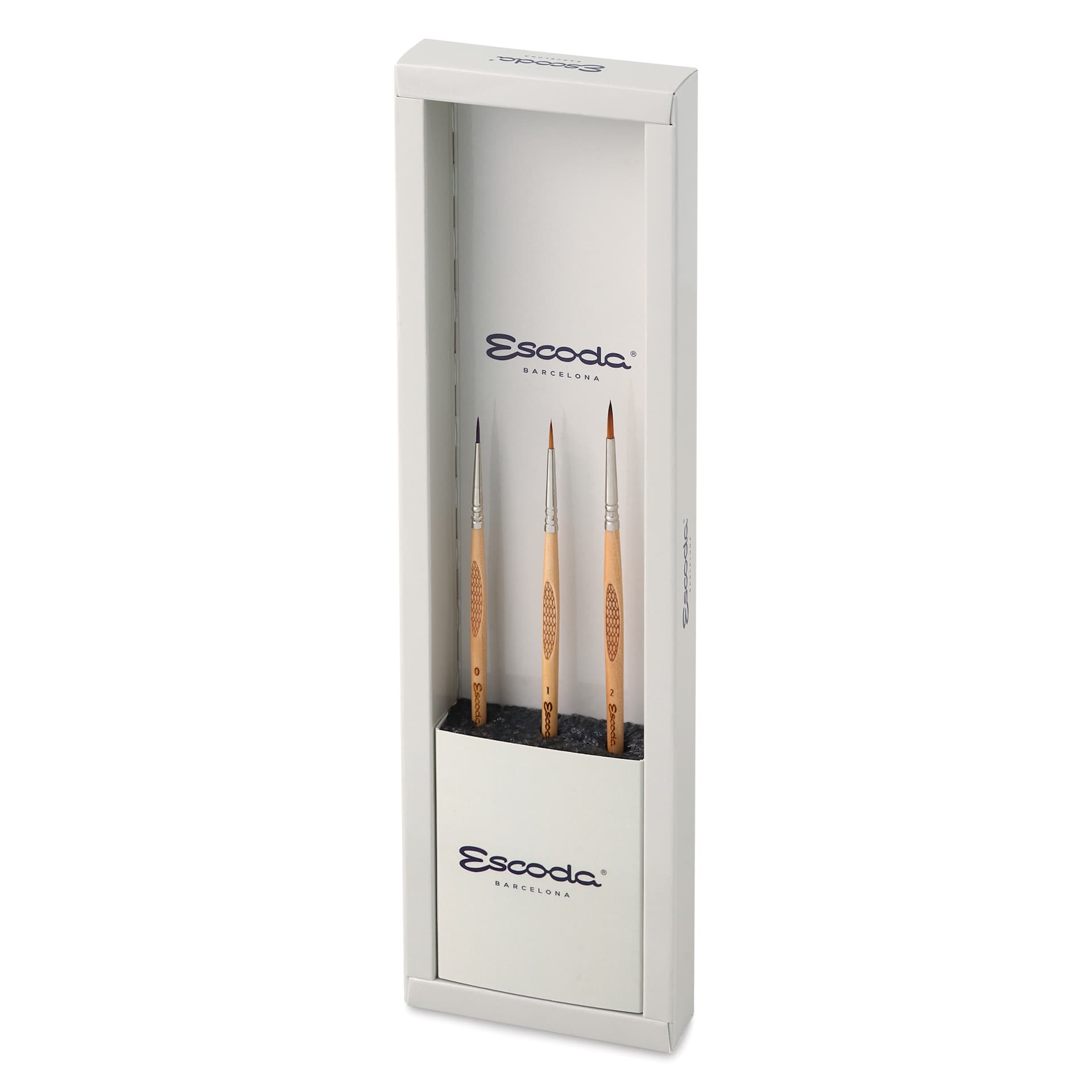 Escoda Miniature Brush Starter Set - Set of 3, Assorted Sizes, packaging