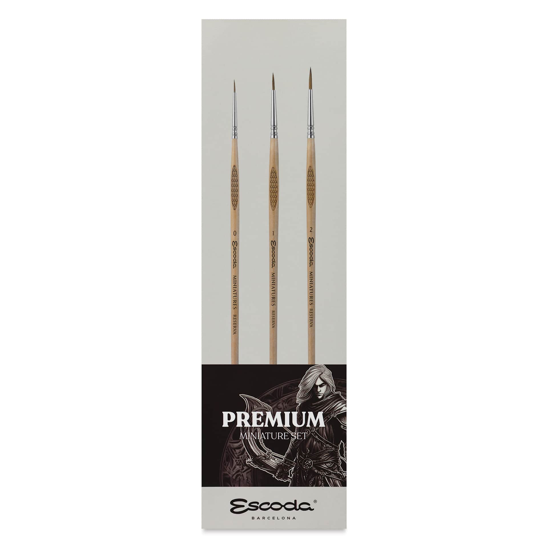 Escoda Miniature Brush Premium Set - Set of 3, Assorted Sizes, front of the packaging