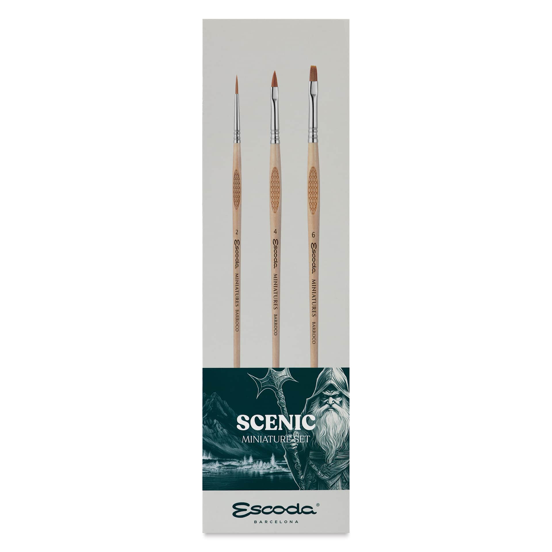 Escoda Miniature Brush Scenic Set - Set of 3, Assorted Sizes, front of the packaging