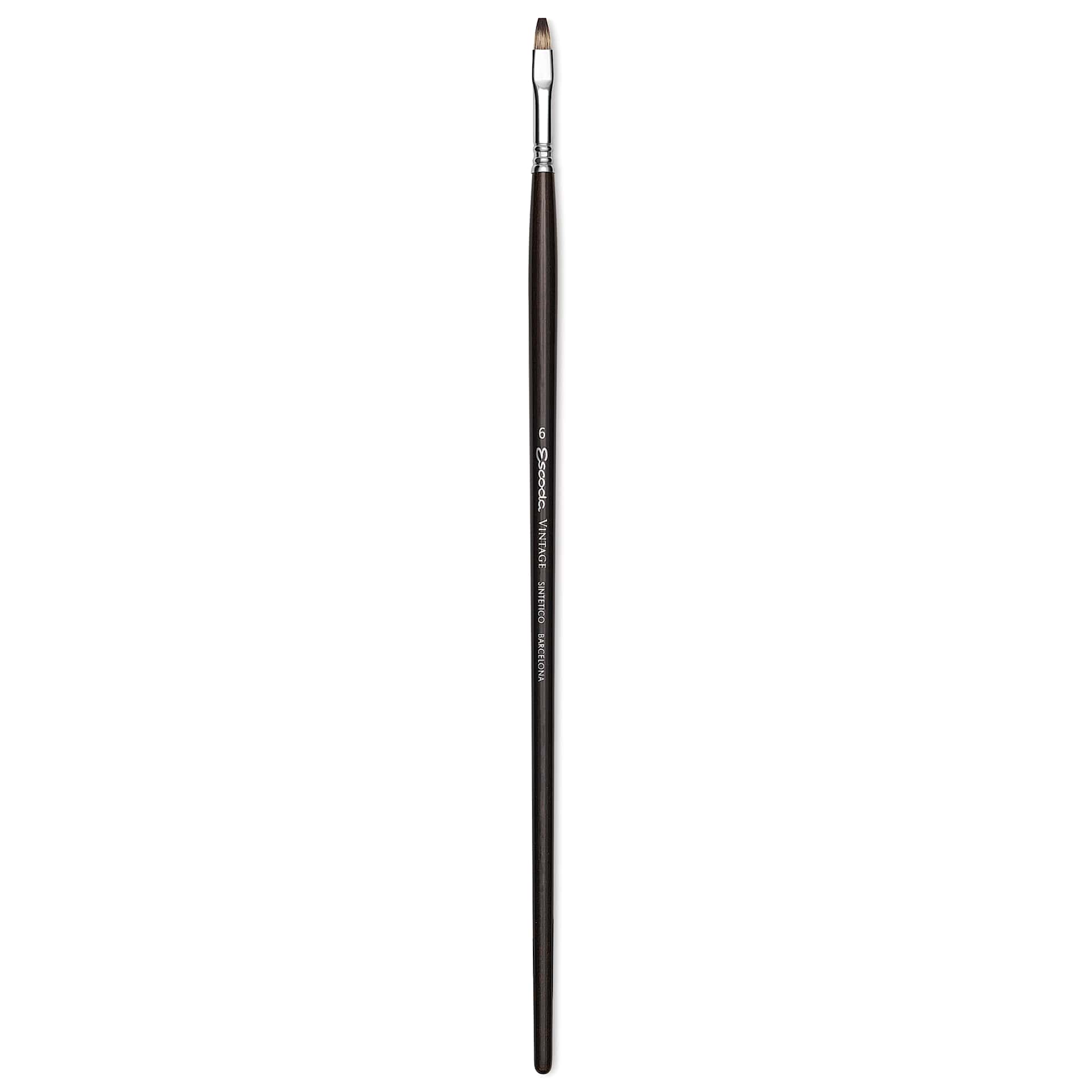 Escoda Vintage Synthetic Brush - Bright, Long  Handle, Size 6