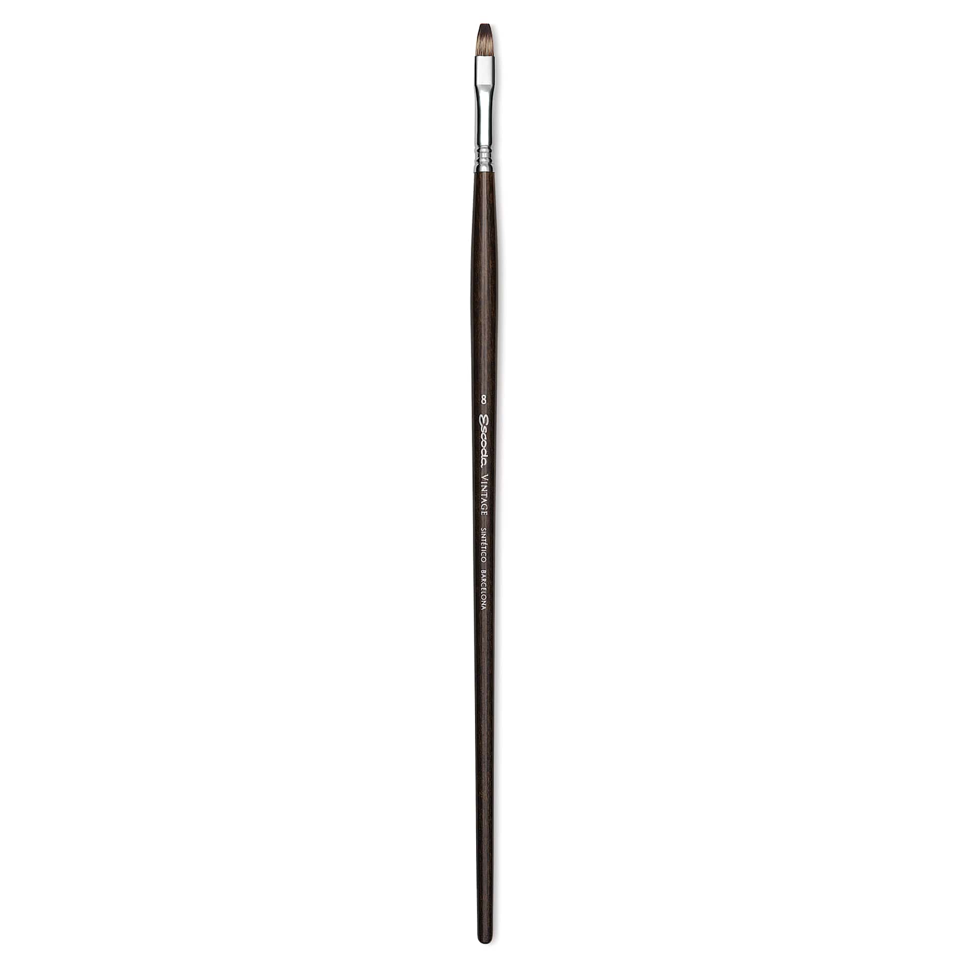 Escoda Vintage Synthetic Brush - Bright, Long  Handle, Size 8