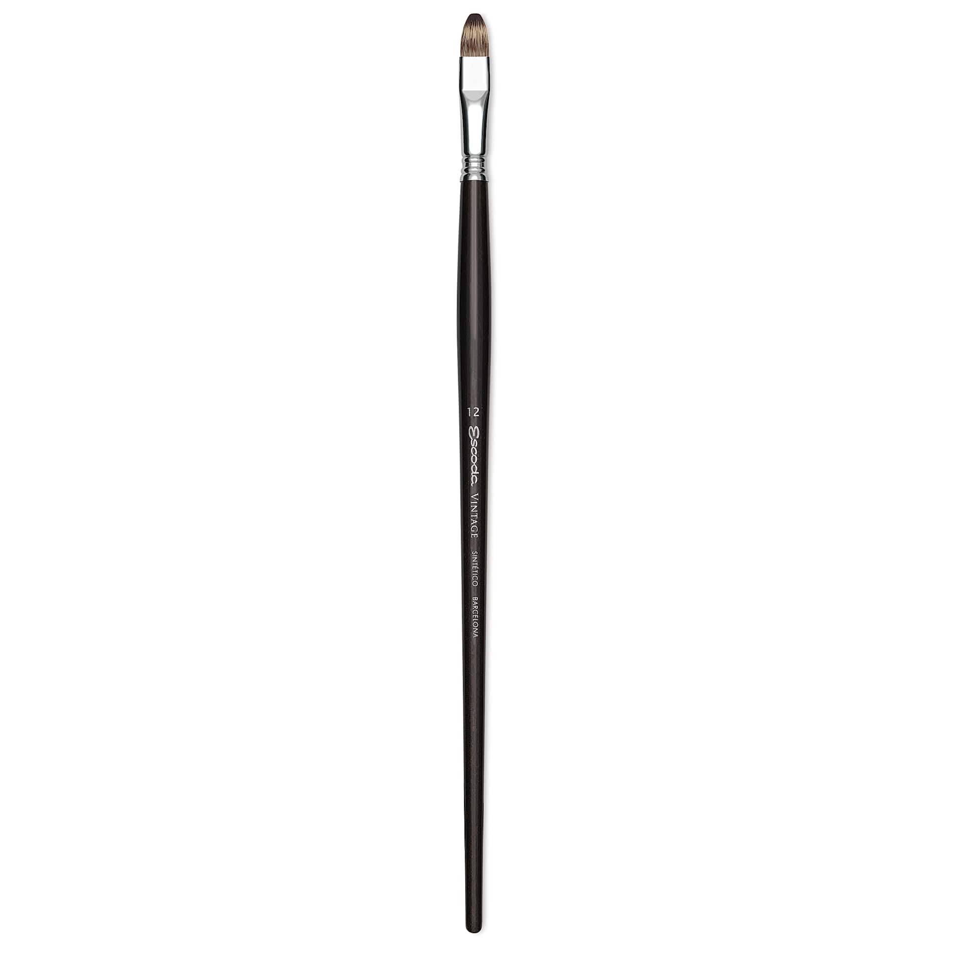 Escoda Vintage Synthetic Brush - Bright, Long  Handle, Size 12