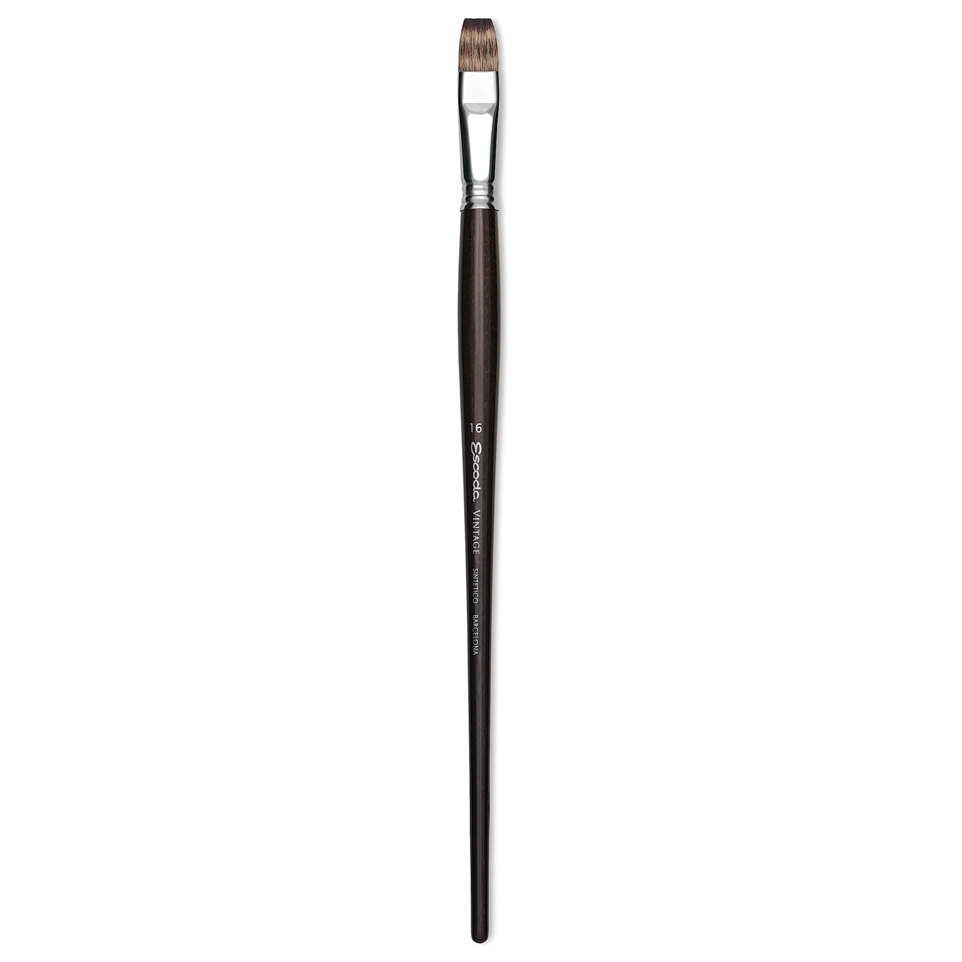 Escoda Vintage Synthetic Brush - Bright, Long  Handle, Size 16
