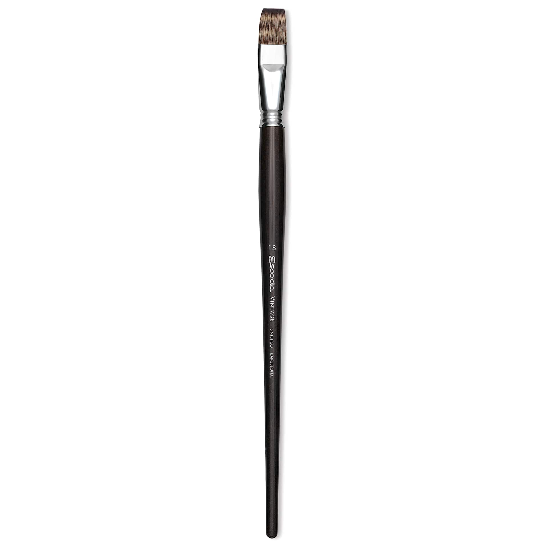 Escoda Vintage Synthetic Brush - Bright, Long  Handle, Size 18
