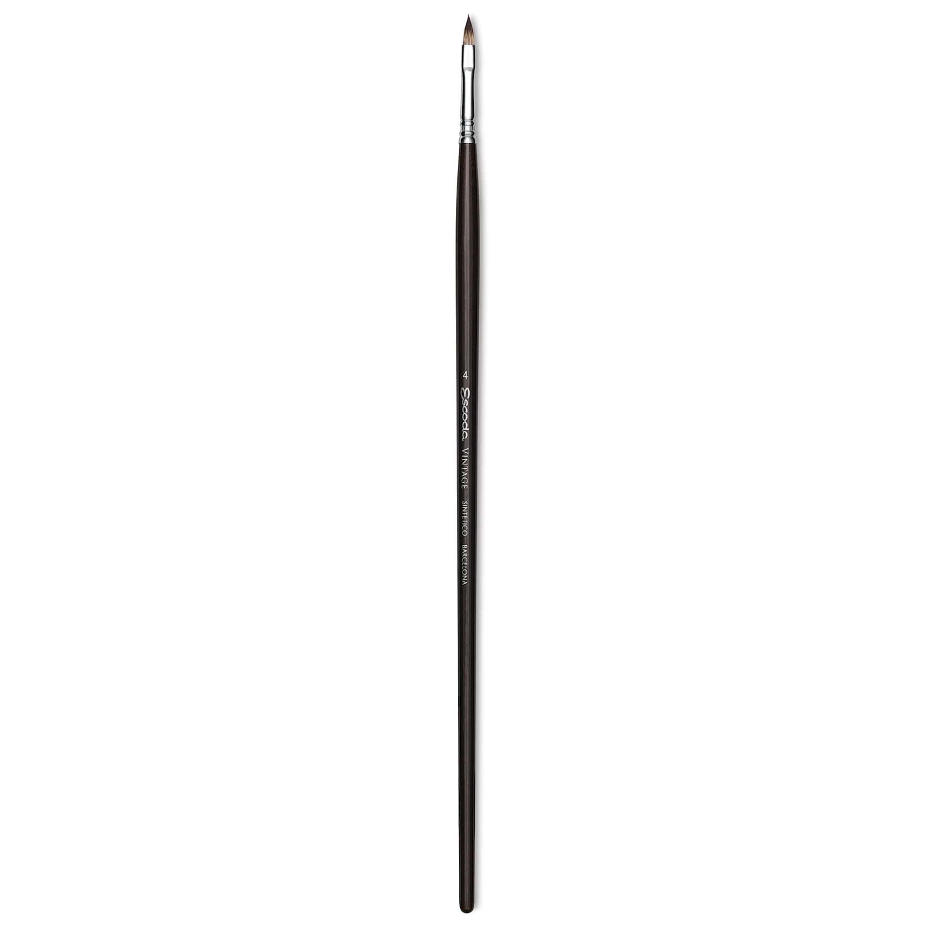 Escoda Vintage Synthetic Brush - Filbert, Long  Handle, Size 4