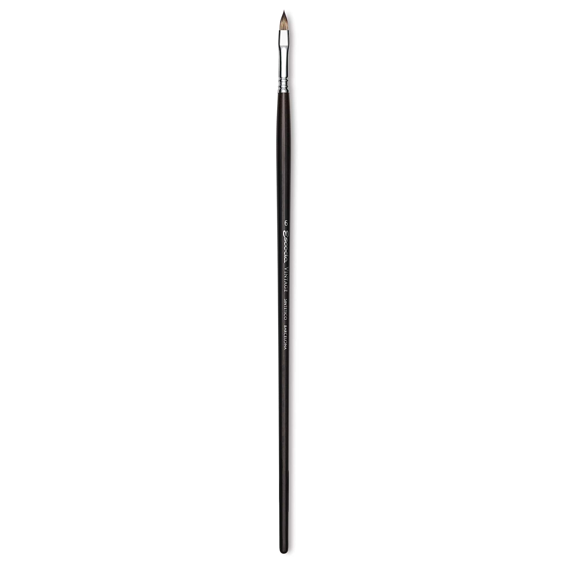 Escoda Vintage Synthetic Brush - Filbert, Long  Handle, Size 6