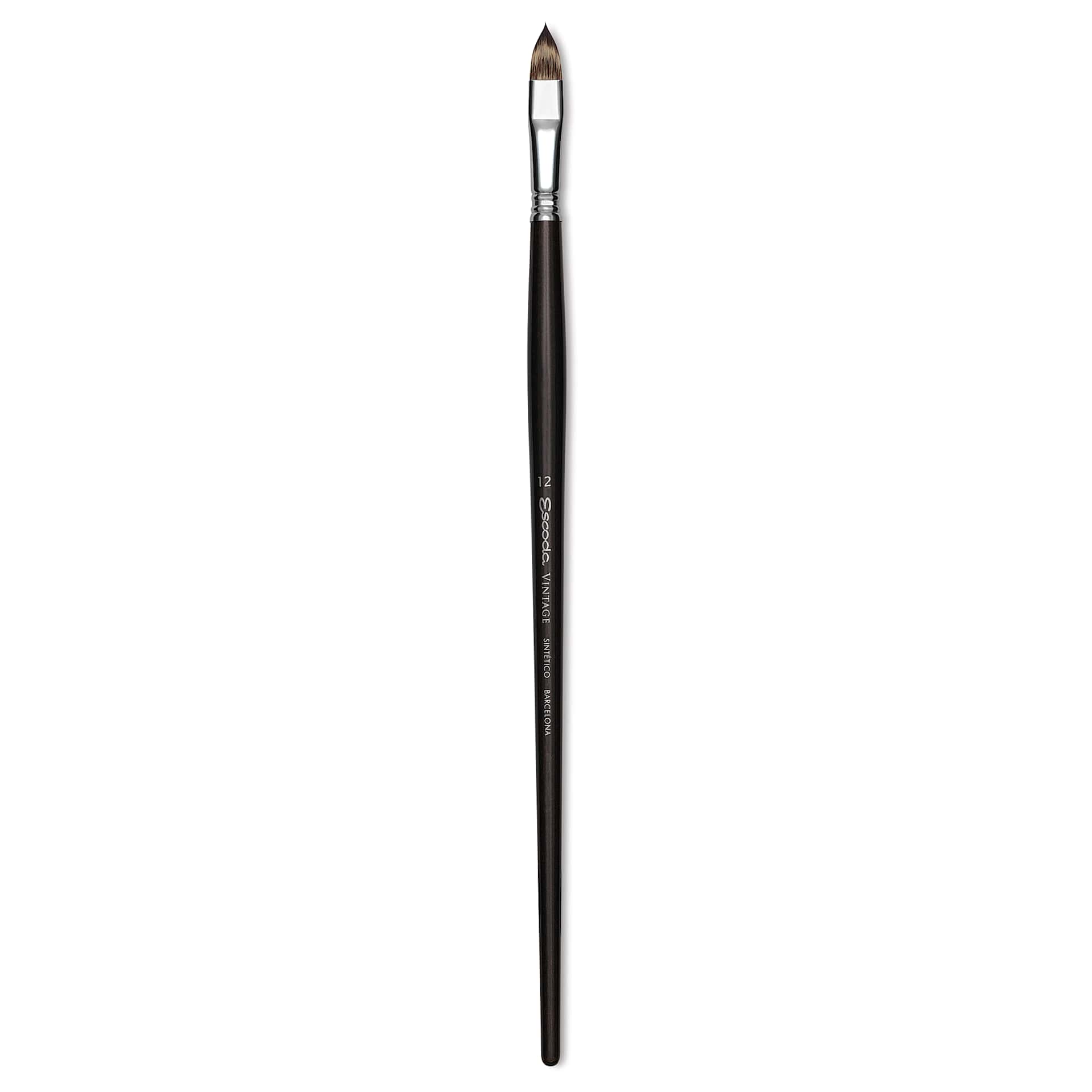 Escoda Vintage Synthetic Brush - Filbert, Long  Handle, Size 12