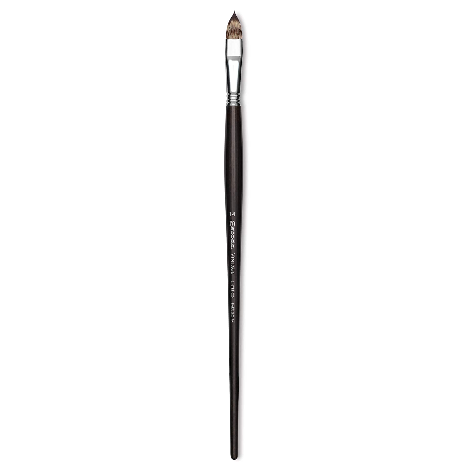 Escoda Vintage Synthetic Brush - Filbert, Long  Handle, Size 14