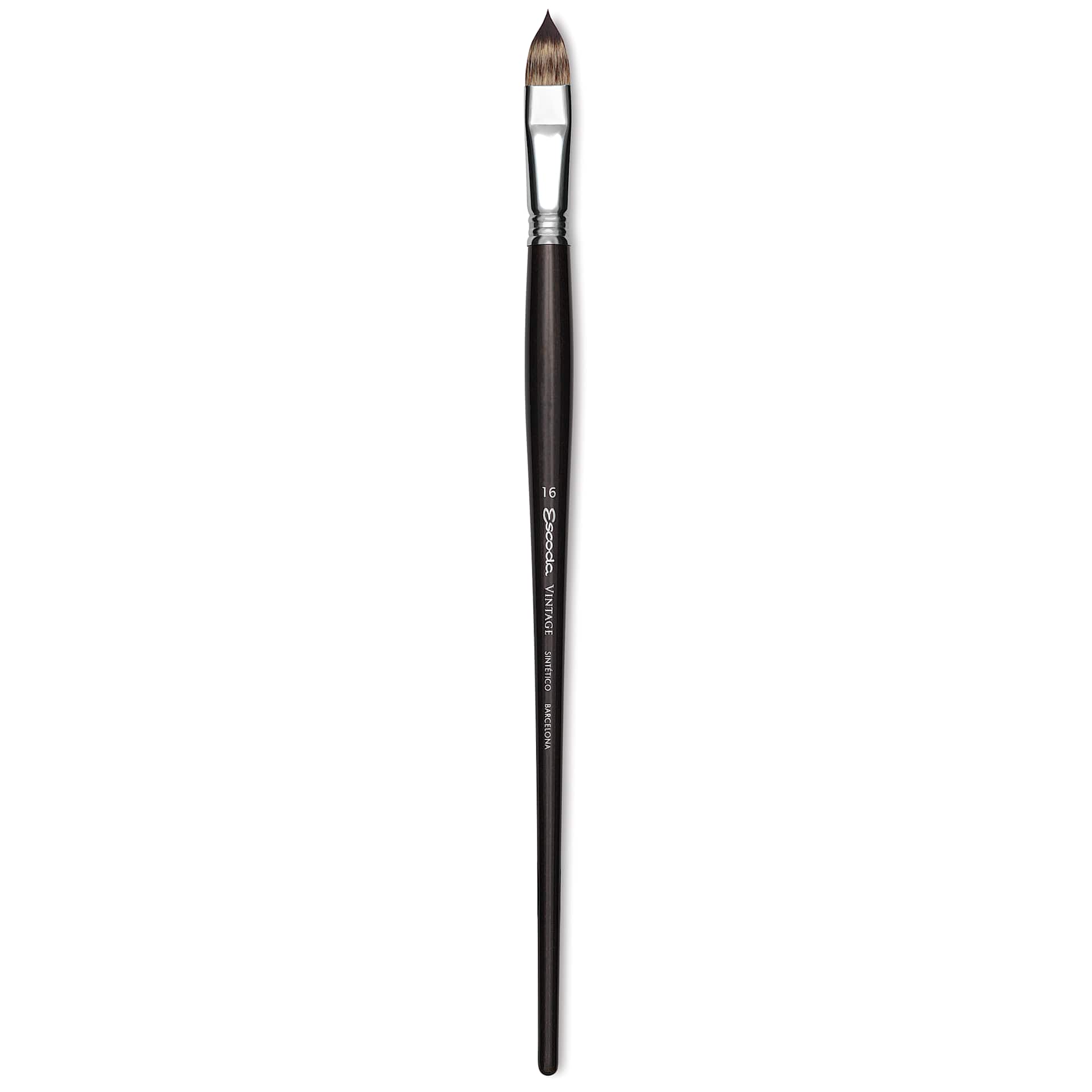 Escoda Vintage Synthetic Brush - Filbert, Long  Handle, Size 16