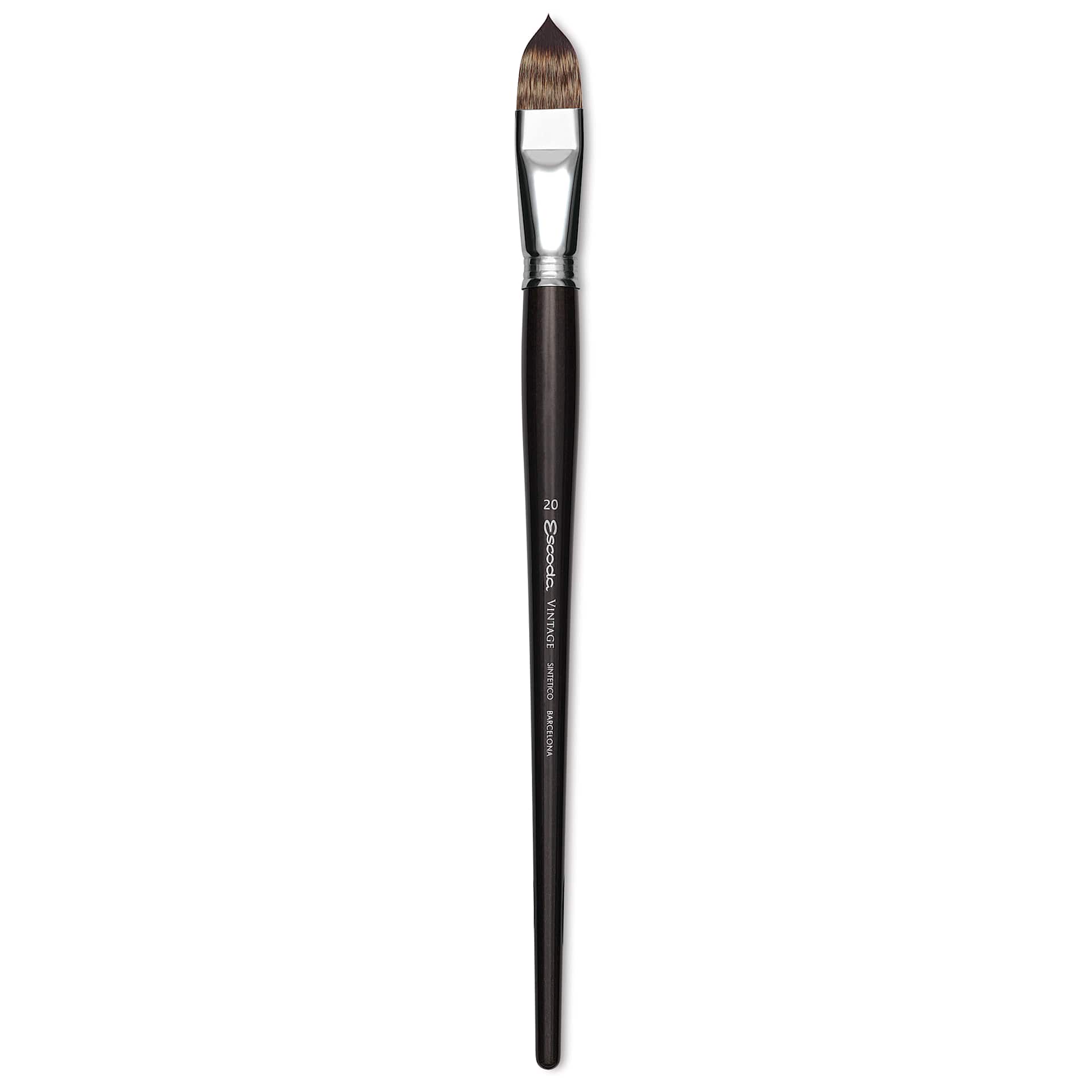 Escoda Vintage Synthetic Brush - Filbert, Long  Handle, Size 20