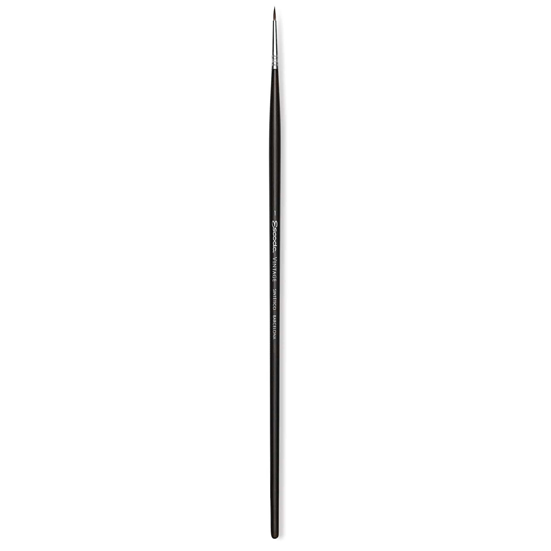 Escoda Vintage Synthetic Brush - Round Pointed, Long  Handle, Size 1
