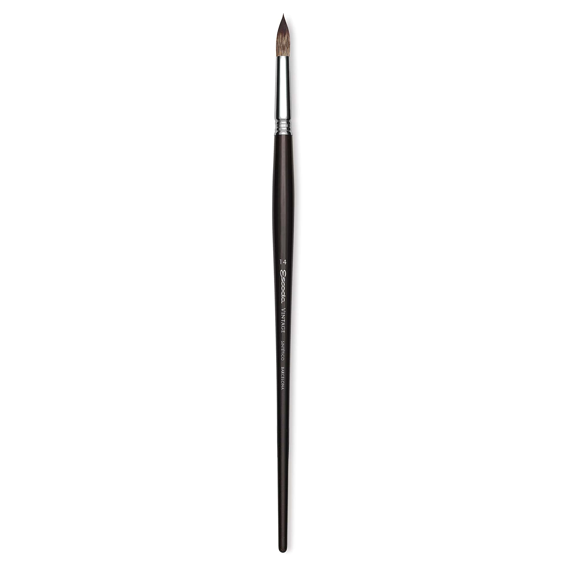 Escoda Vintage Synthetic Brush - Round Pointed, Long  Handle, Size 14